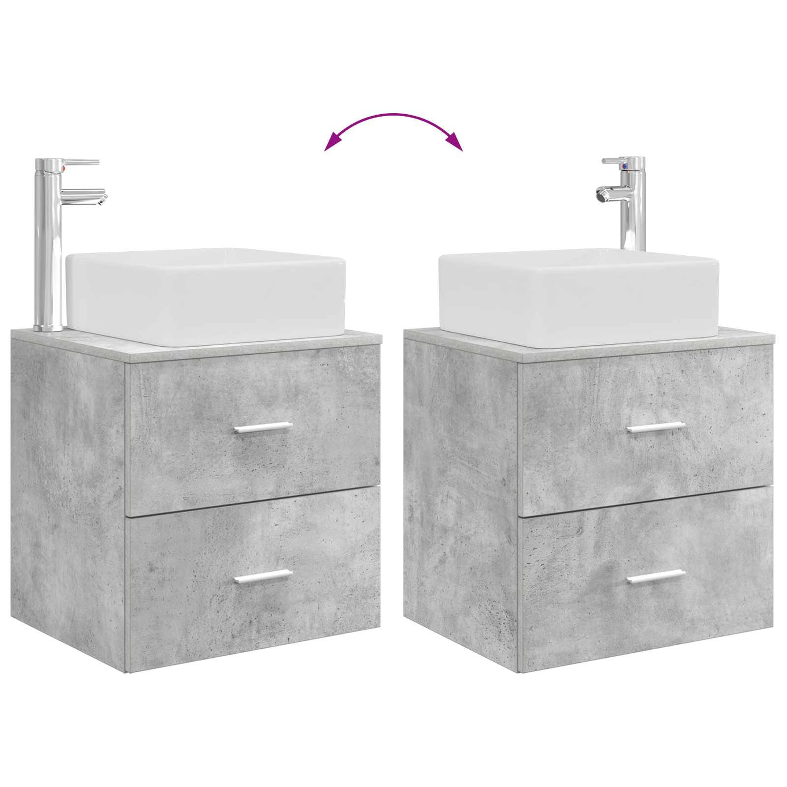 Badezimmerschrank-Set 3 stk. Betongrau 49,5 x 41 x 63 cm