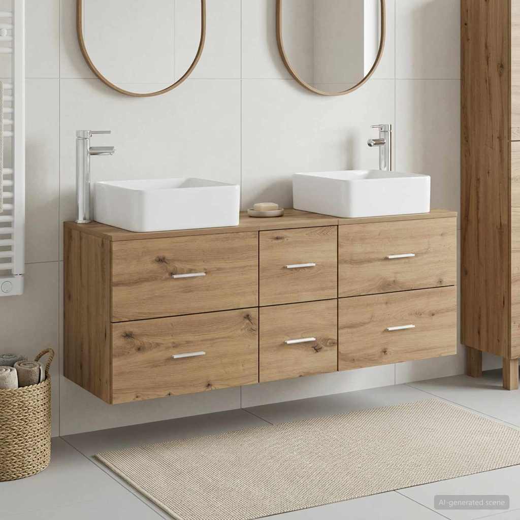 Badezimmerschrank-Set 3 Stk. Artisan-Eiche 49,5 x 41 x 63 cm