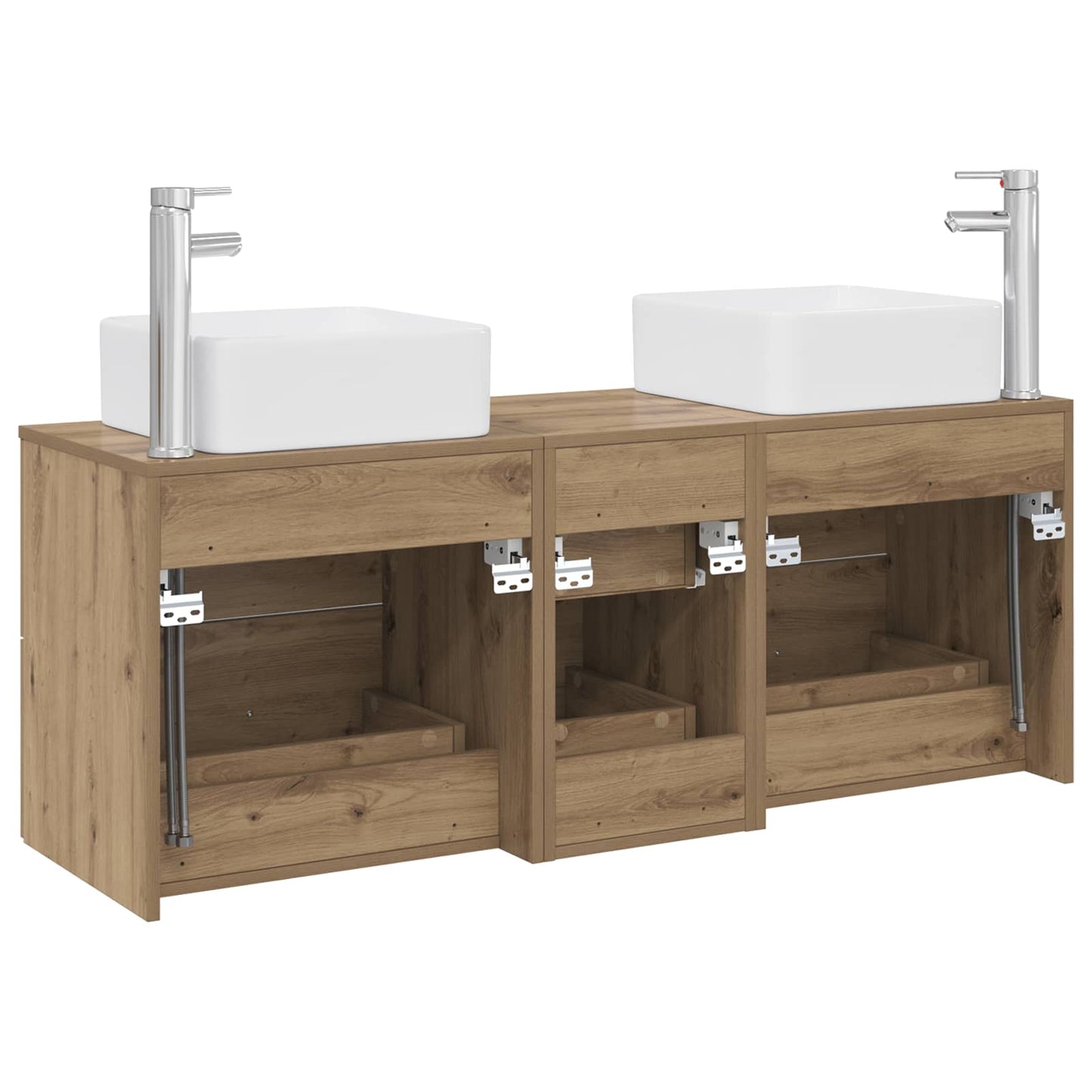Badezimmerschrank-Set 3 Stk. Artisan-Eiche 49,5 x 41 x 63 cm