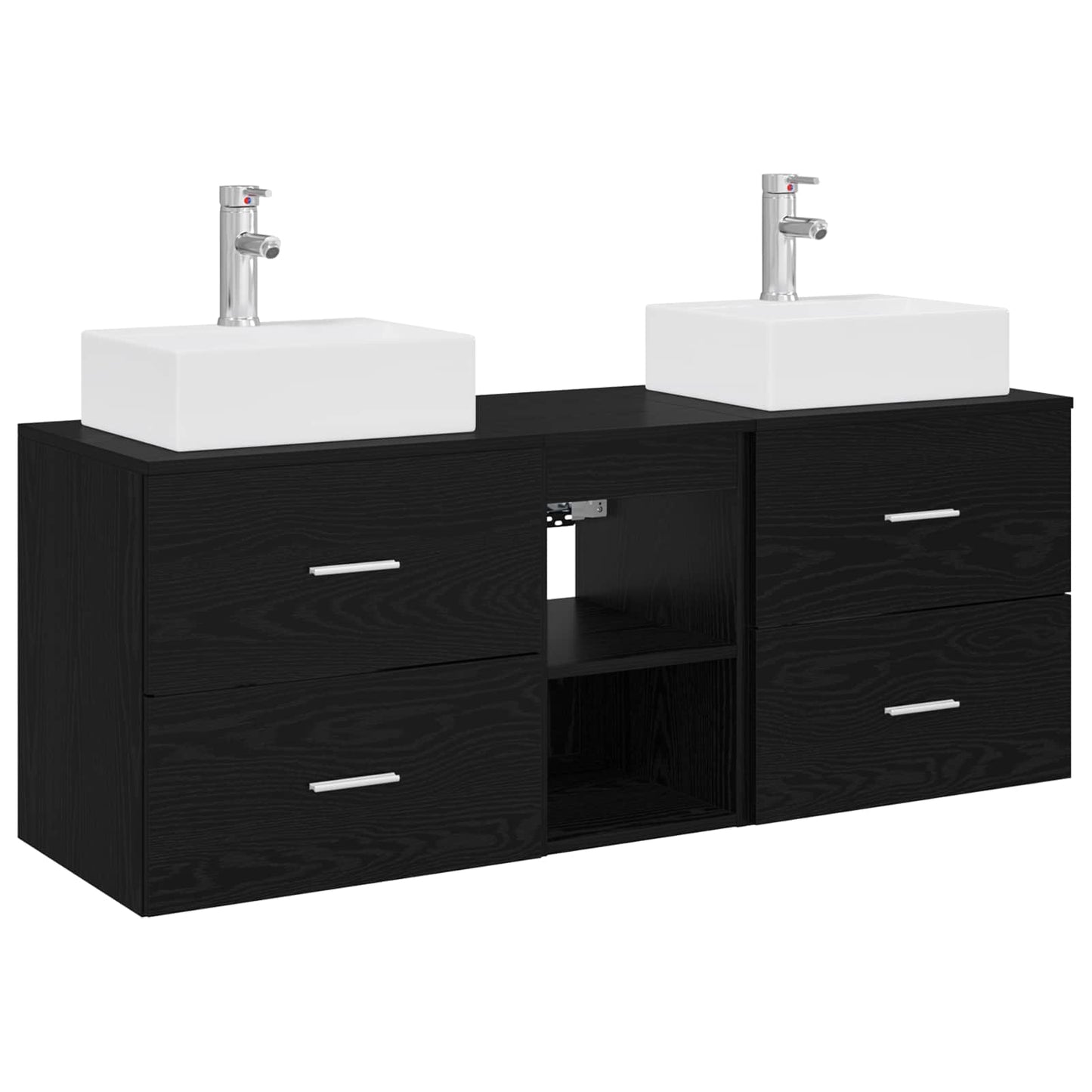 Badezimmerschrank-Set 3 stk. Schwarz 49,5 x 41 x 62,5 cm