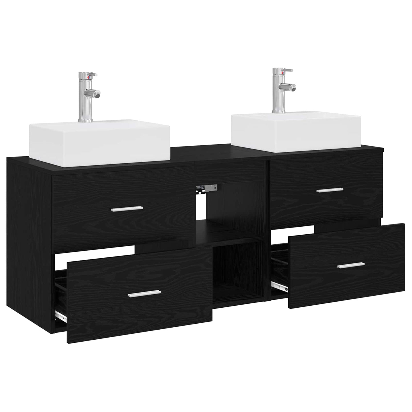 Badezimmerschrank-Set 3 stk. Schwarz 49,5 x 41 x 62,5 cm