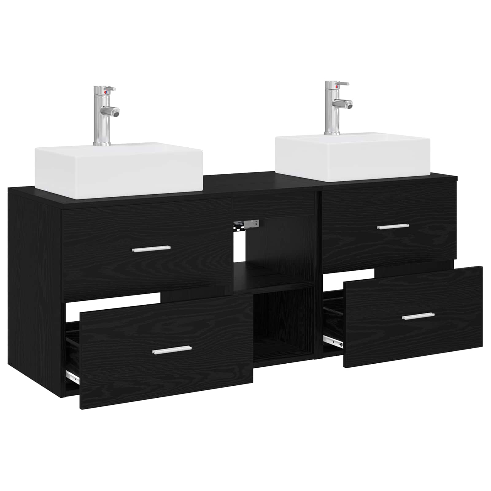 Badezimmerschrank-Set 3 stk. Schwarz 49,5 x 41 x 62,5 cm