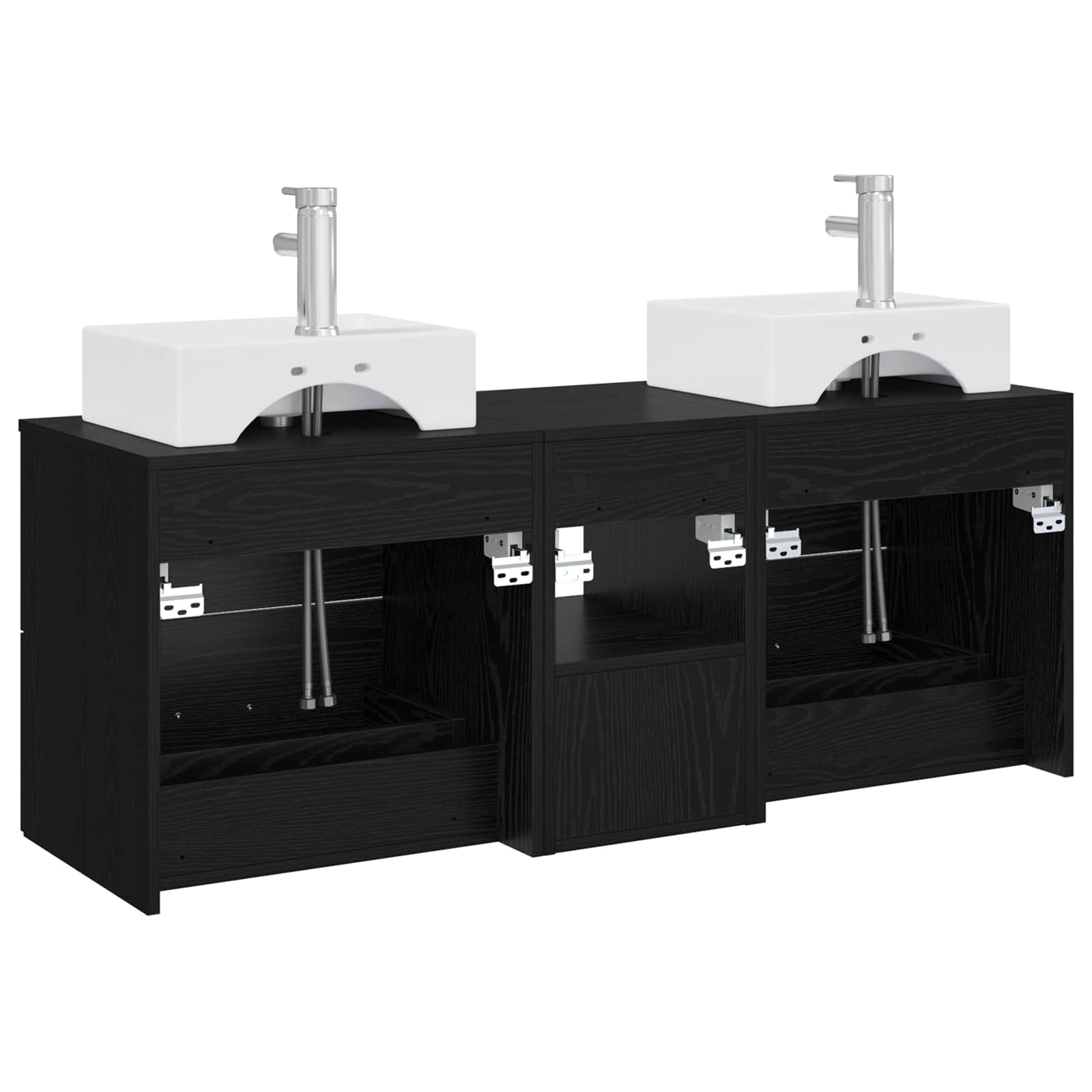 Badezimmerschrank-Set 3 stk. Schwarz 49,5 x 41 x 62,5 cm