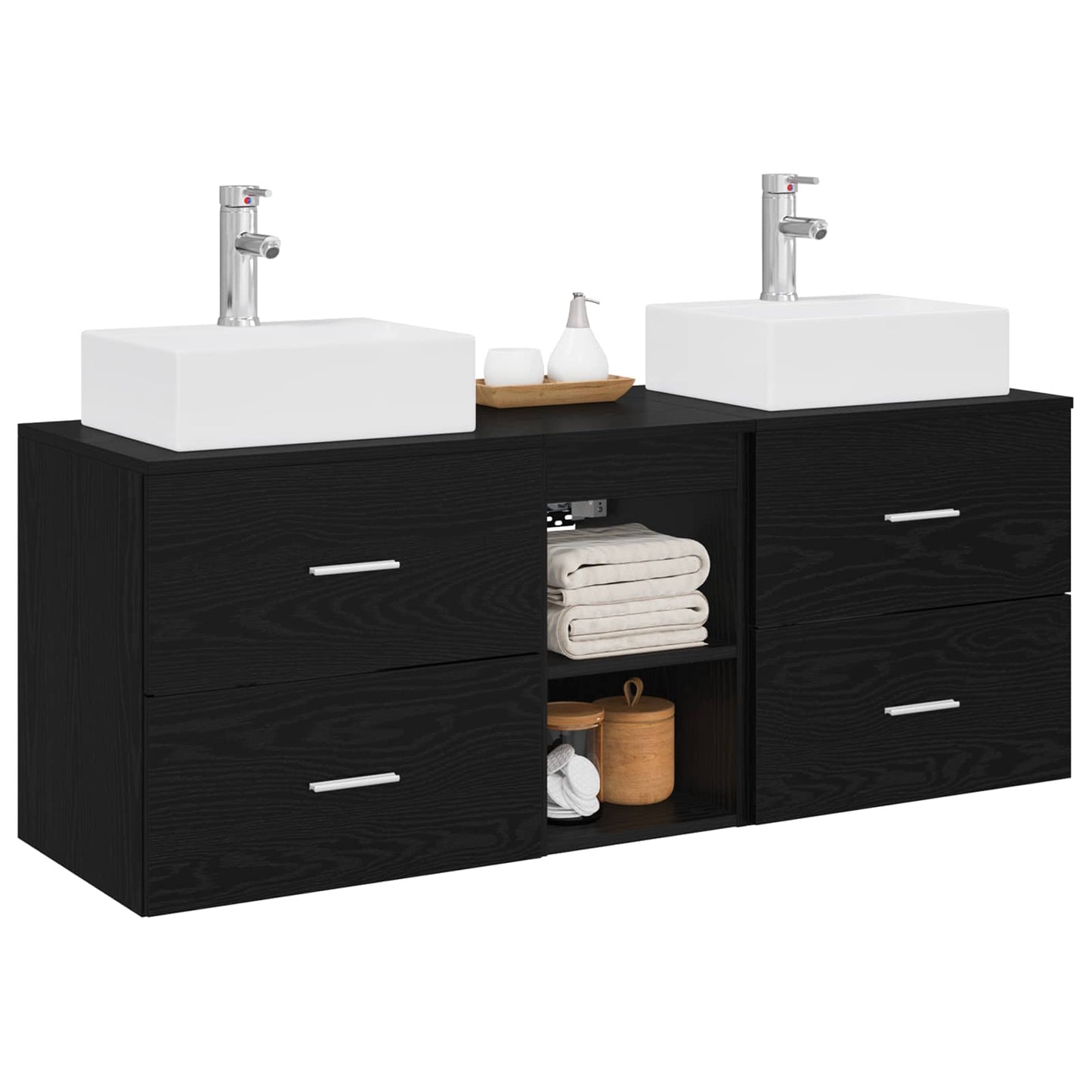 Badezimmerschrank-Set 3 stk. Schwarz 49,5 x 41 x 62,5 cm