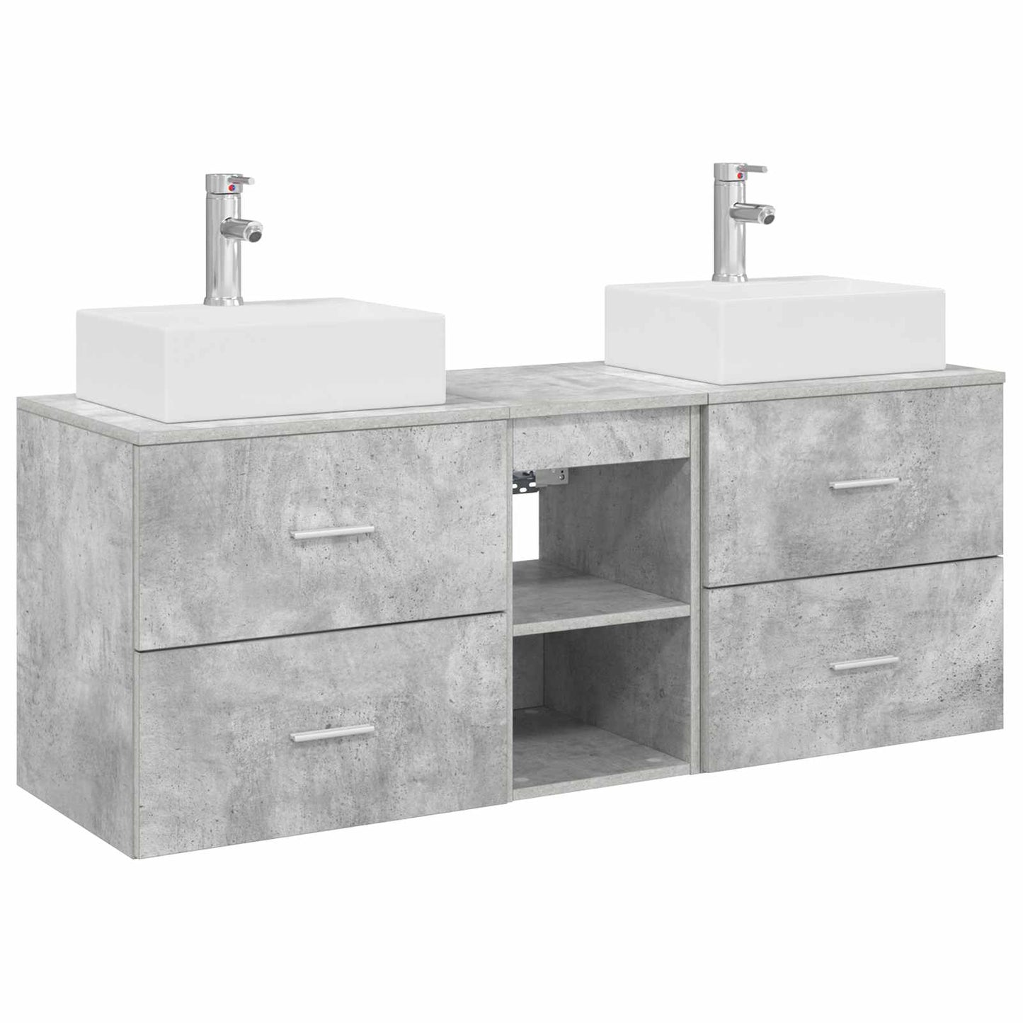 Badezimmerschrank-Set 3 stk. Betongrau 49,5 x 41 x 62,5 cm