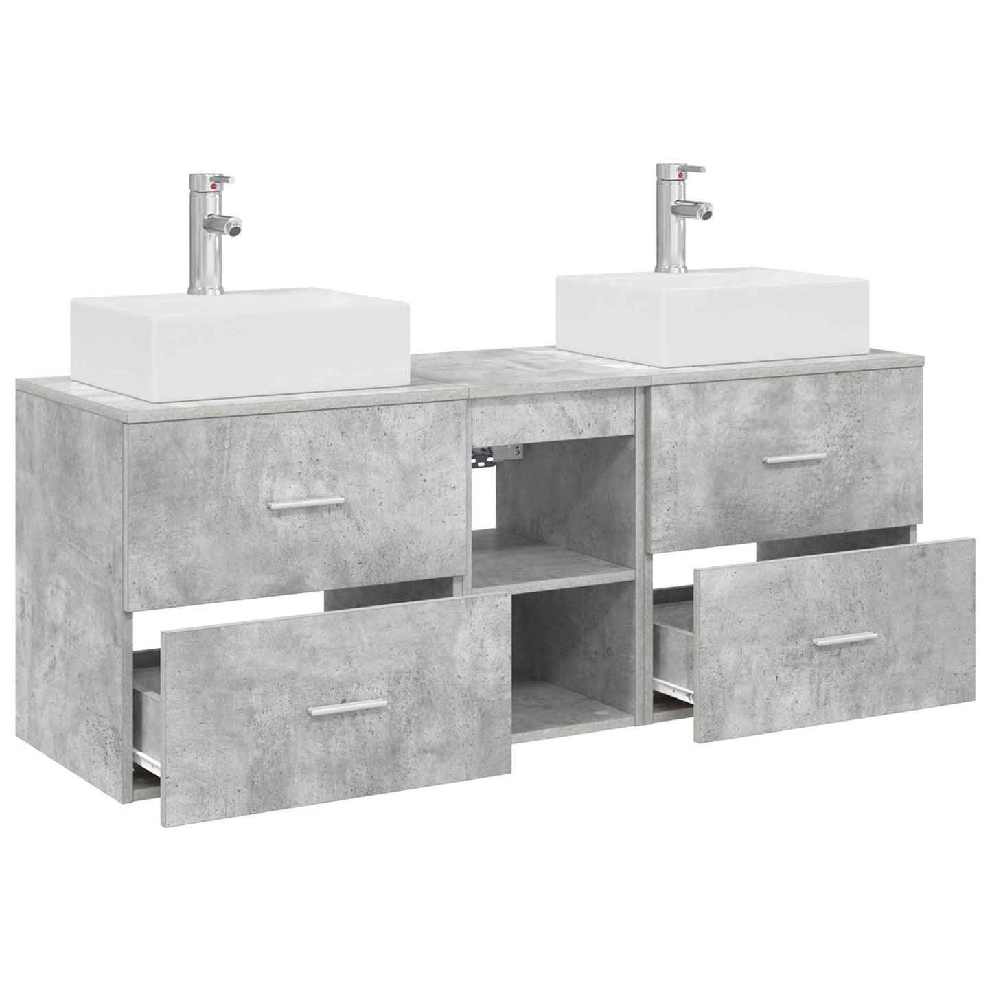 Badezimmerschrank-Set 3 stk. Betongrau 49,5 x 41 x 62,5 cm