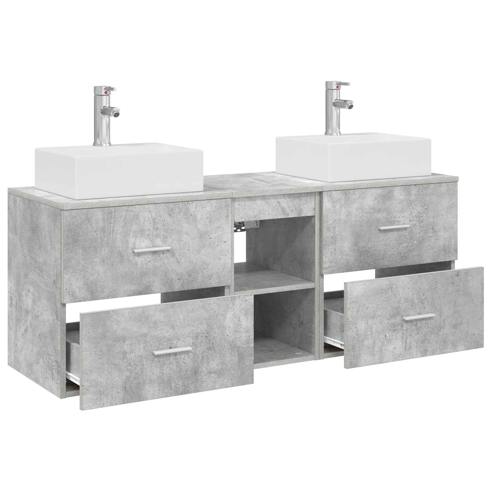 Badezimmerschrank-Set 3 stk. Betongrau 49,5 x 41 x 62,5 cm