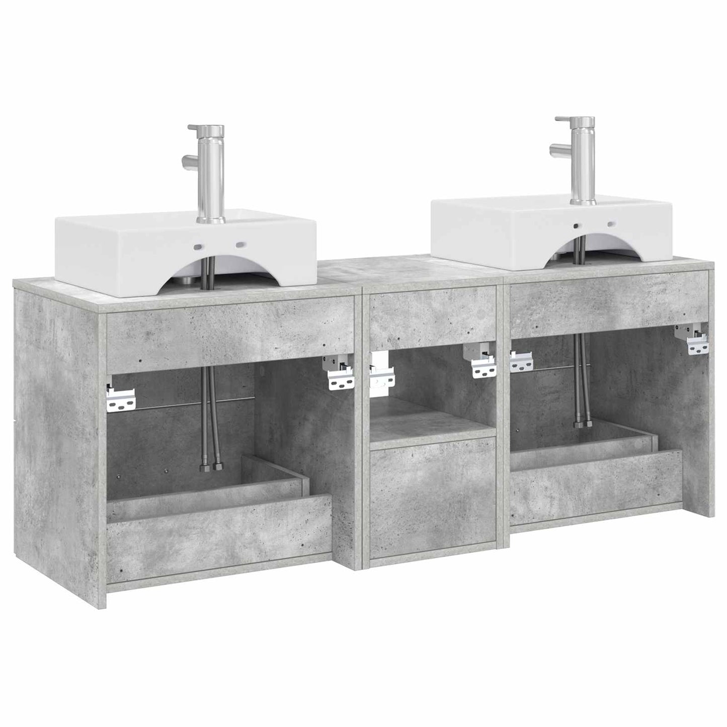 Badezimmerschrank-Set 3 stk. Betongrau 49,5 x 41 x 62,5 cm