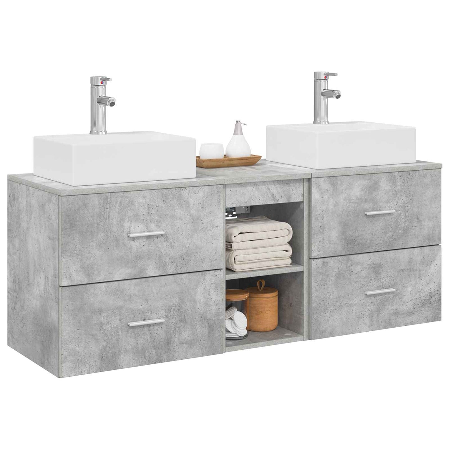 Badezimmerschrank-Set 3 stk. Betongrau 49,5 x 41 x 62,5 cm