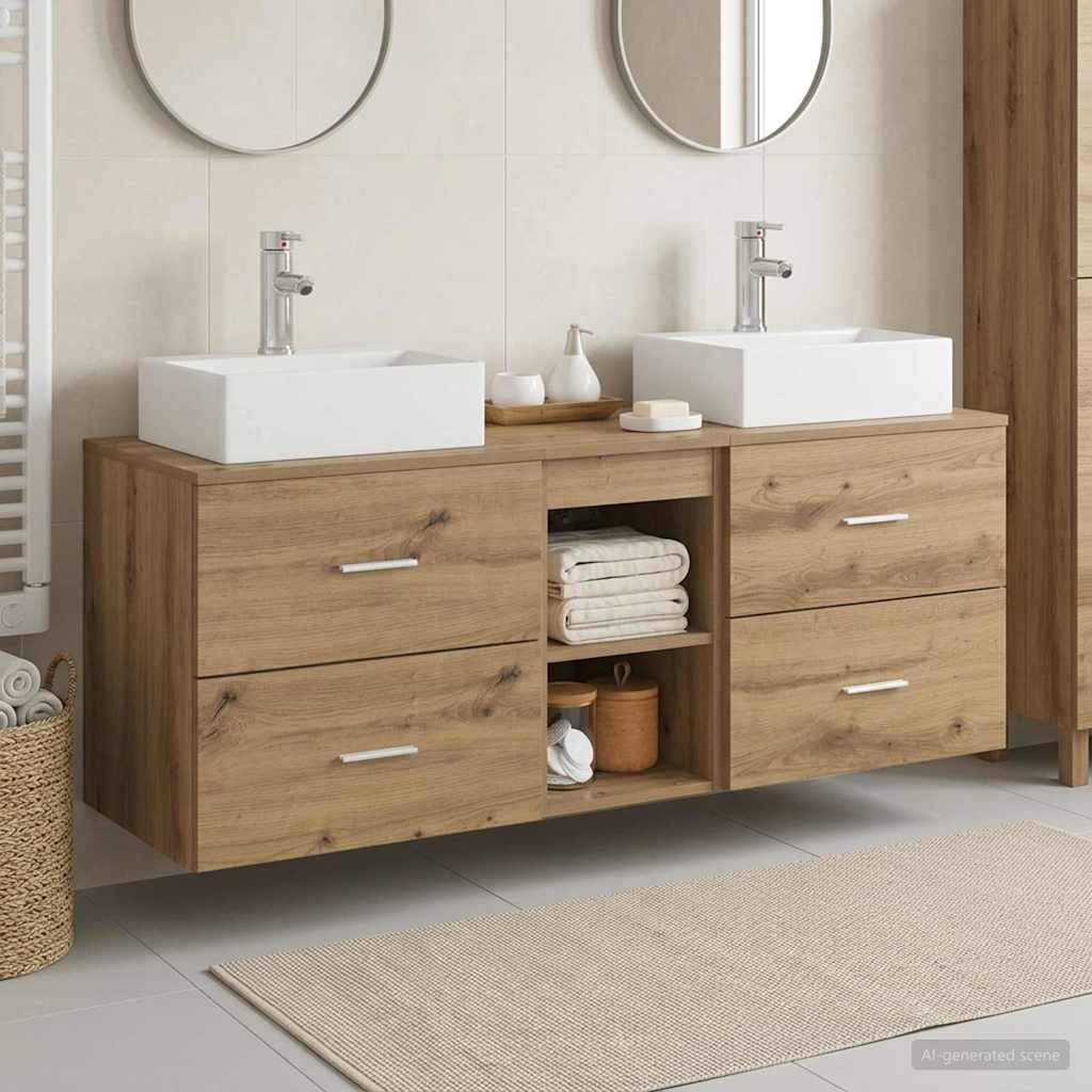 Badezimmerschrank-Set 3 Stk. Artisan-Eiche 49,5 x 41 x 62,5 cm