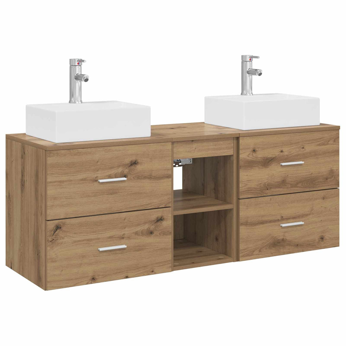Badezimmerschrank-Set 3 stk. Artisan-Eiche 129 x 41 x 79.5 cm