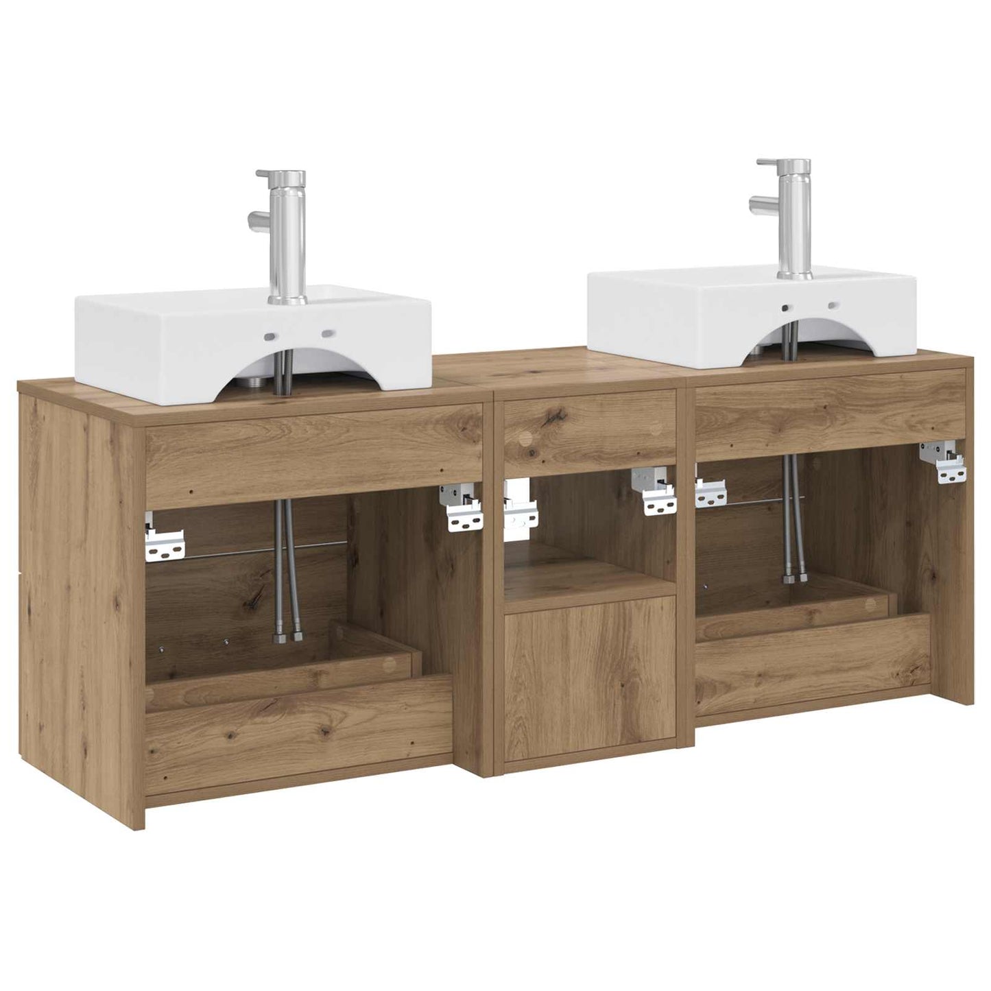 Badezimmerschrank-Set 3 Stk. Artisan-Eiche 49,5 x 41 x 62,5 cm