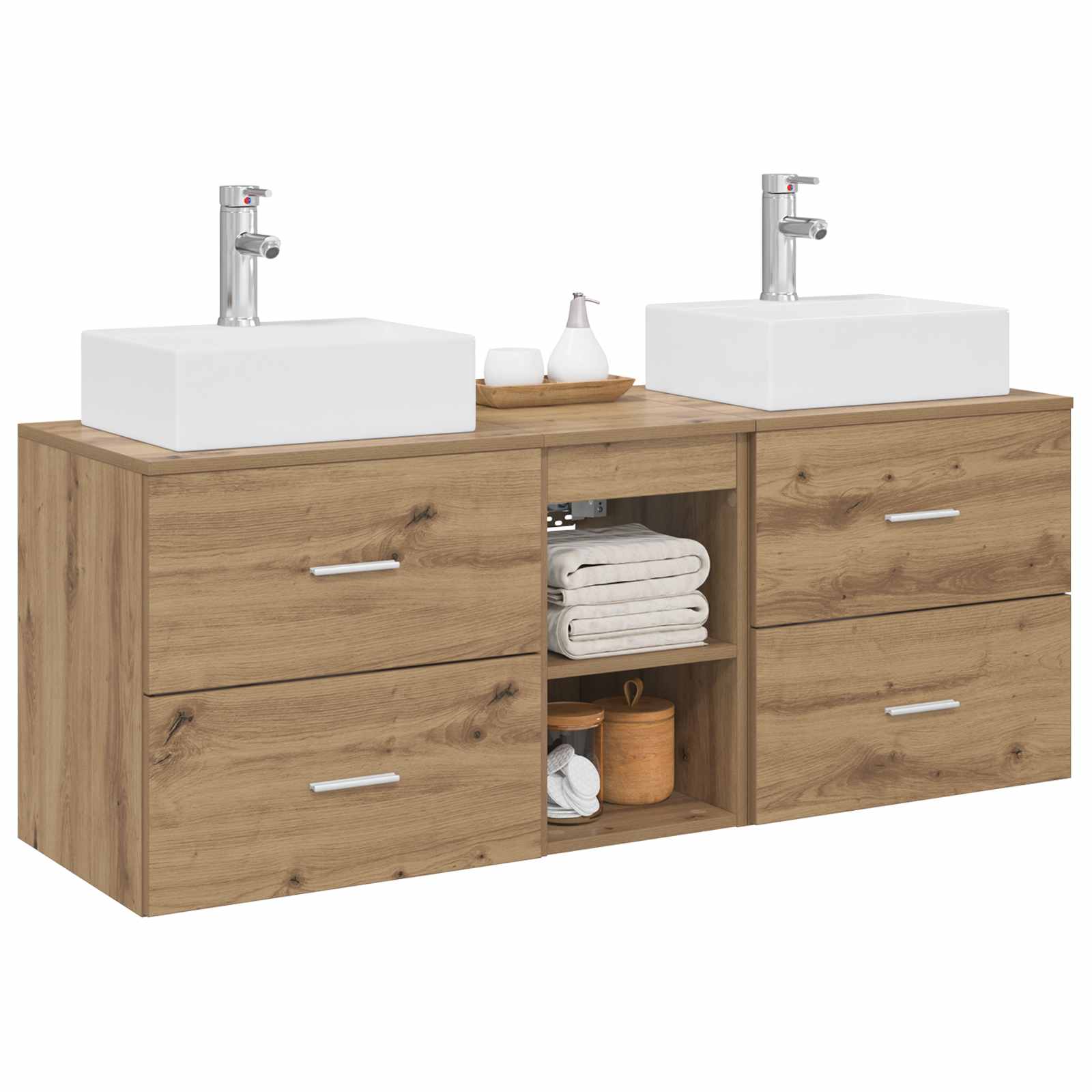 Badezimmerschrank-Set 3 Stk. Artisan-Eiche 49,5 x 41 x 62,5 cm