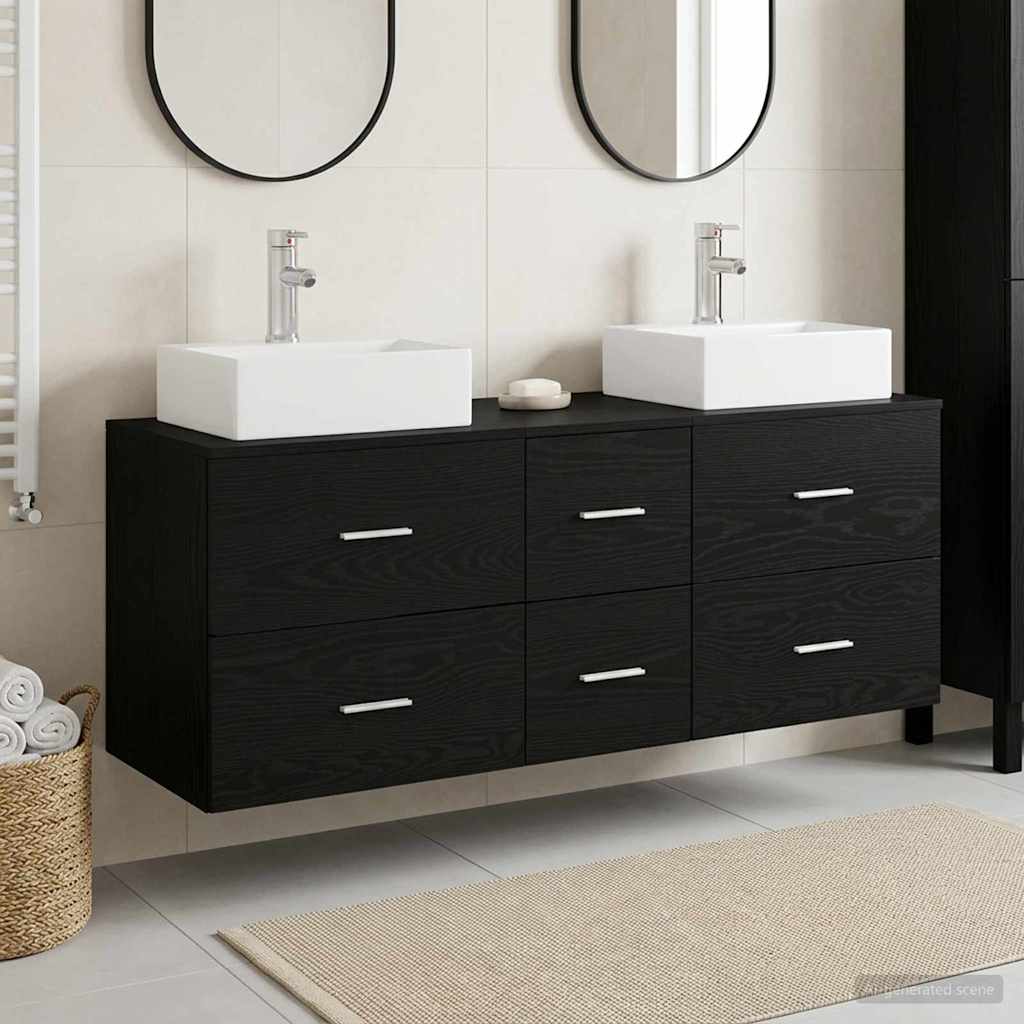 Badezimmerschrank-Set 3 stk. Schwarz 49,5 x 41 x 62,5 cm