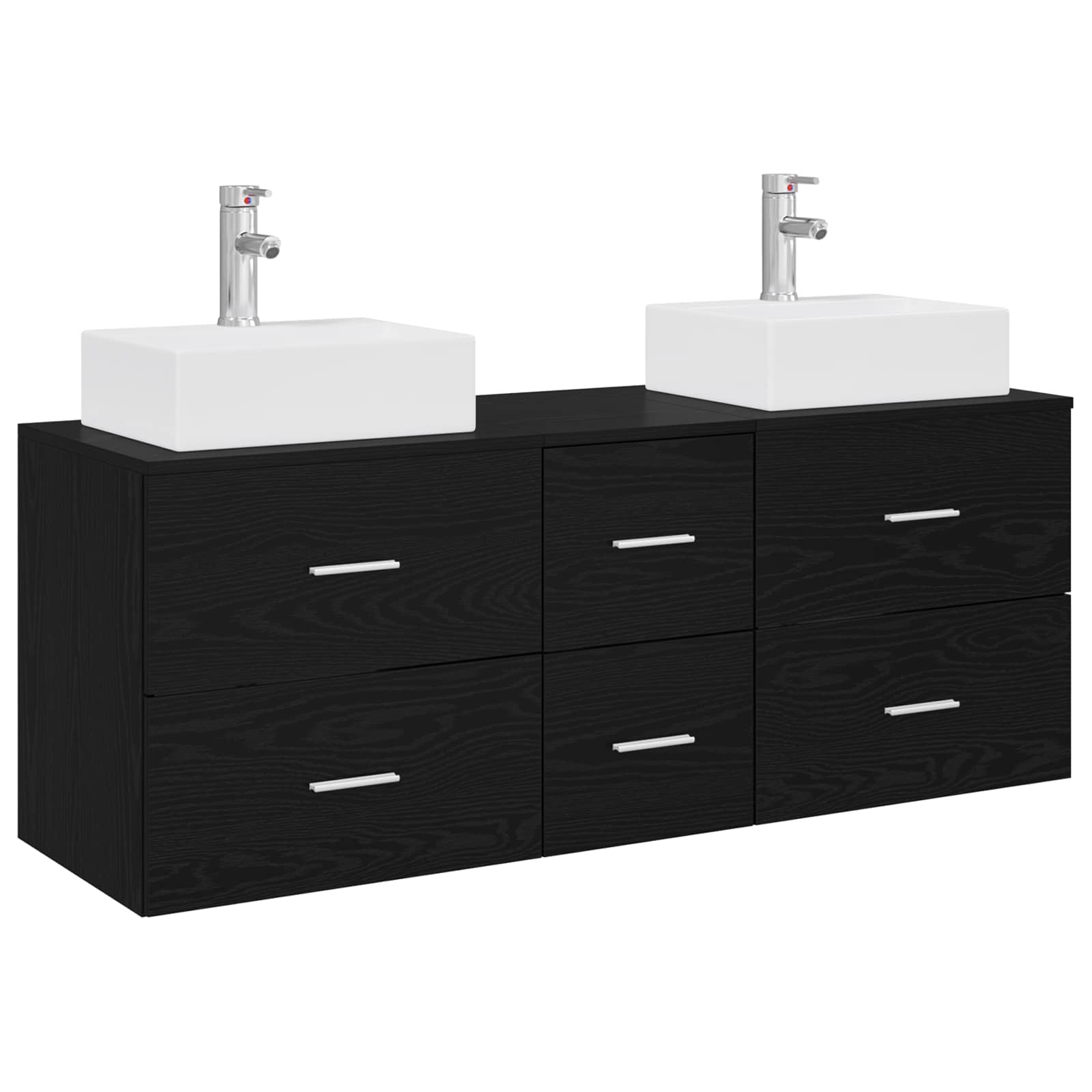 Badezimmerschrank-Set 3 stk. Schwarz 49,5 x 41 x 62,5 cm