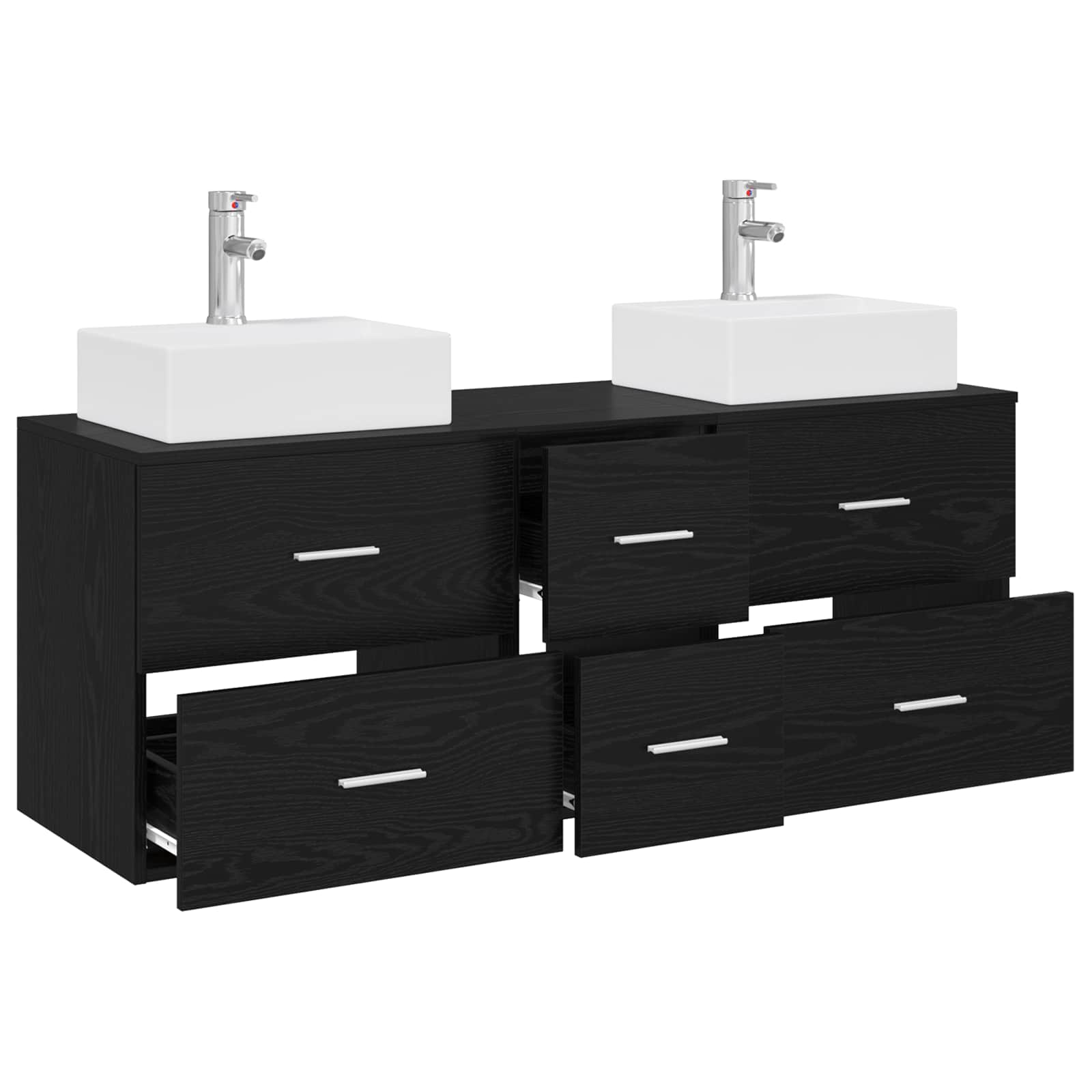 Badezimmerschrank-Set 3 stk. Schwarz 49,5 x 41 x 62,5 cm