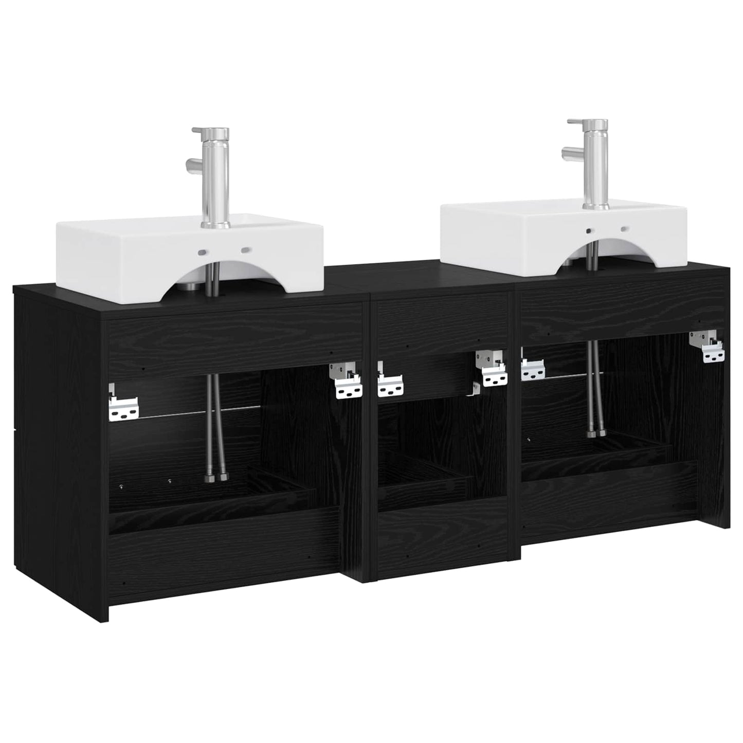 Badezimmerschrank-Set 3 stk. Schwarz 49,5 x 41 x 62,5 cm