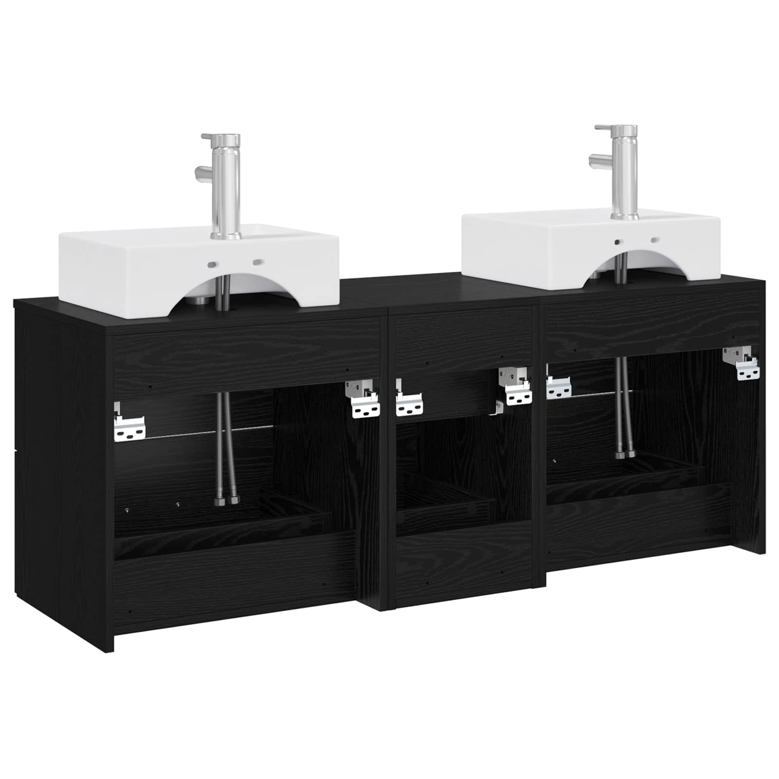 Badezimmerschrank-Set 3 stk. Schwarz 49,5 x 41 x 62,5 cm