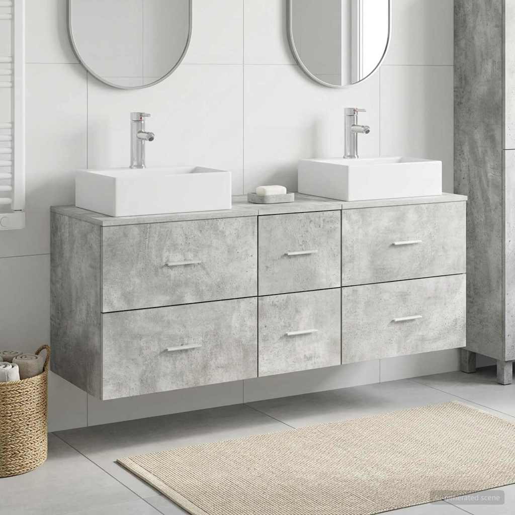 Badezimmerschrank-Set 3 stk. Betongrau 49,5 x 41 x 62,5 cm