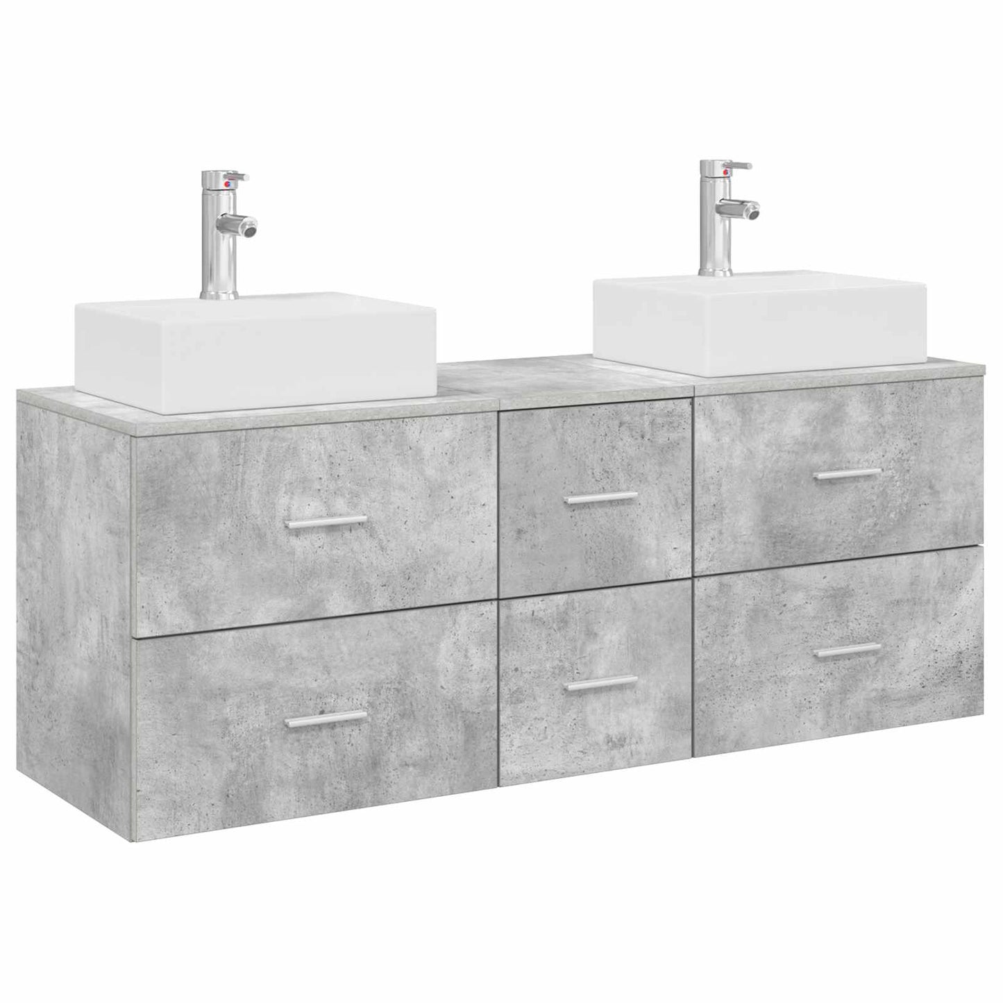 Badezimmerschrank-Set 3 stk. Betongrau 49,5 x 41 x 62,5 cm
