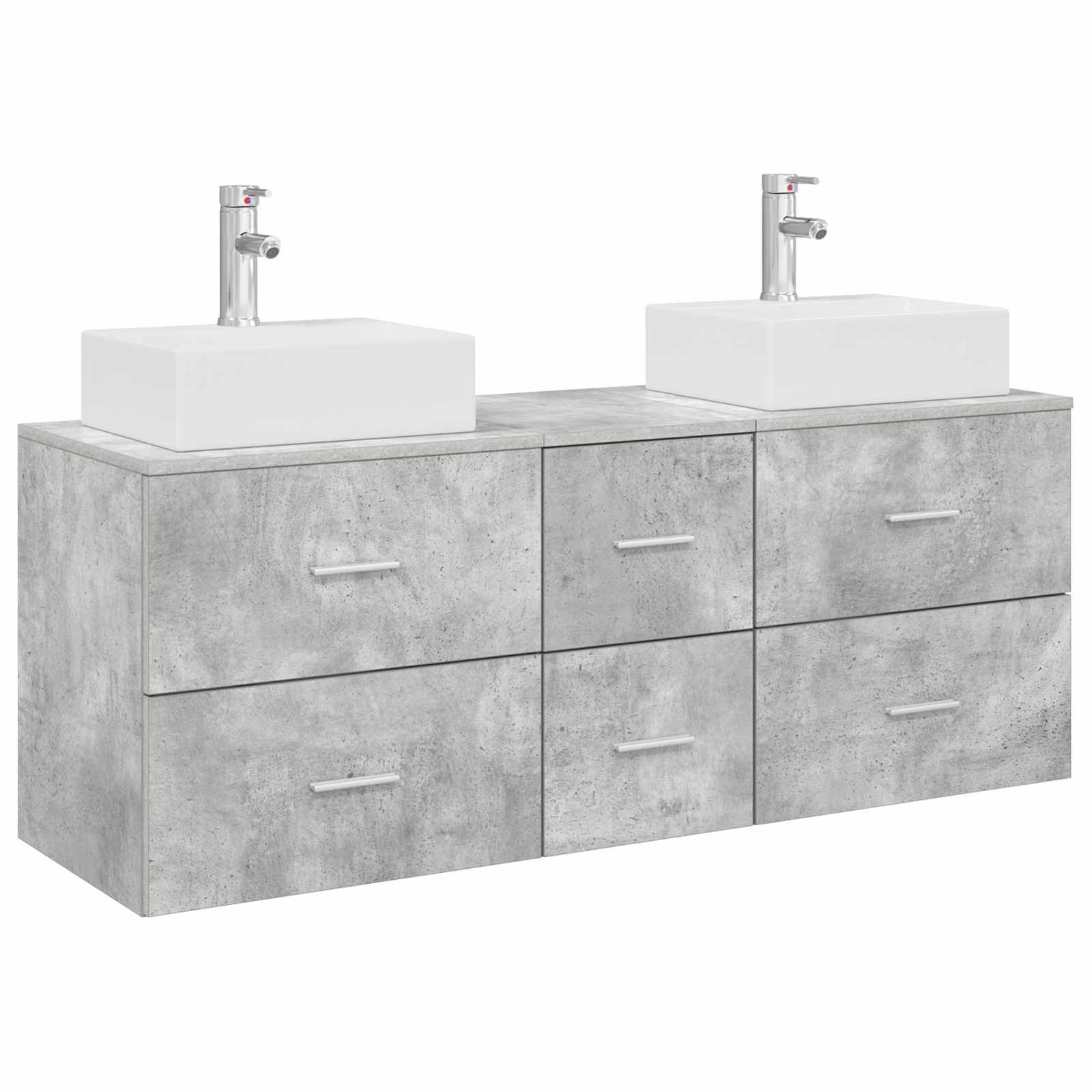 Badezimmerschrank-Set 3 stk. Betongrau 49,5 x 41 x 62,5 cm