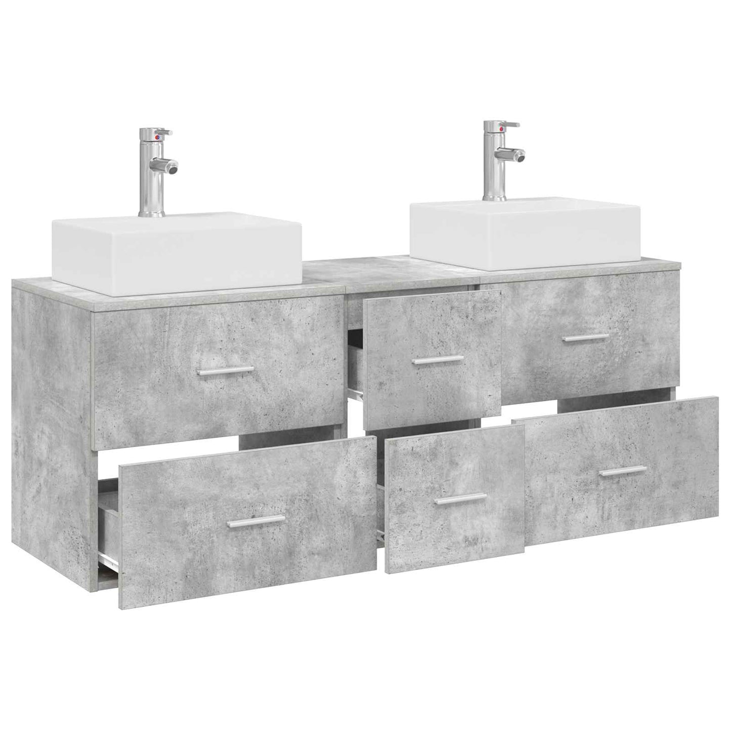 Badezimmerschrank-Set 3 stk. Betongrau 49,5 x 41 x 62,5 cm