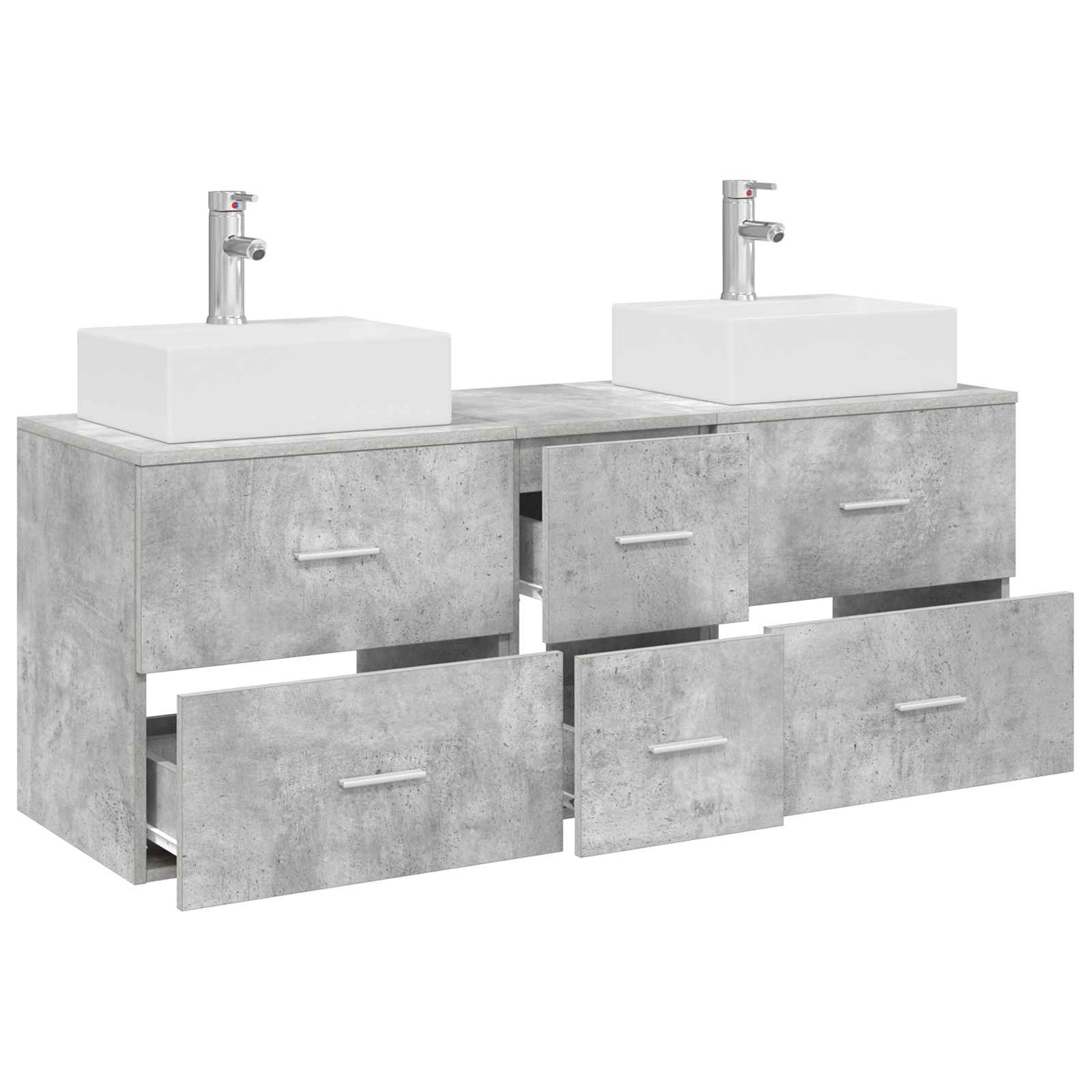 Badezimmerschrank-Set 3 stk. Betongrau 49,5 x 41 x 62,5 cm