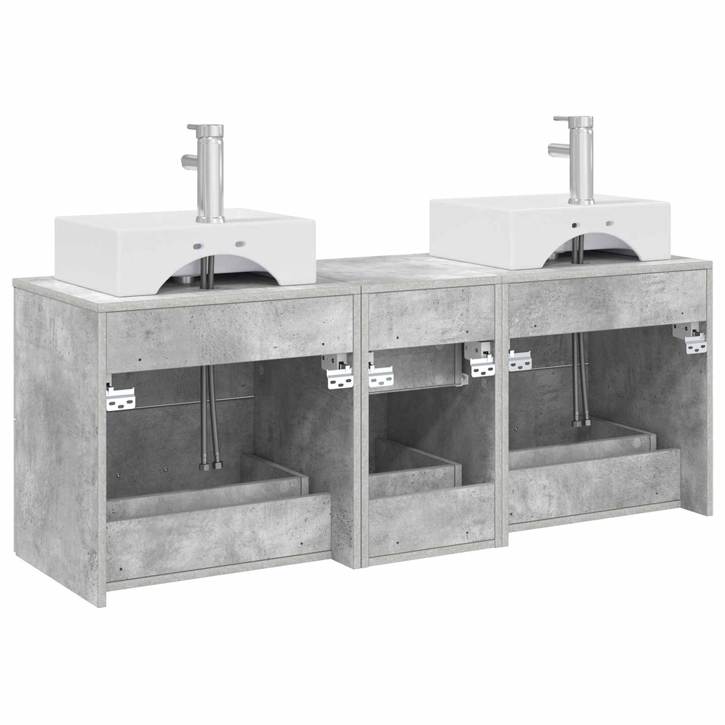 Badezimmerschrank-Set 3 stk. Betongrau 49,5 x 41 x 62,5 cm