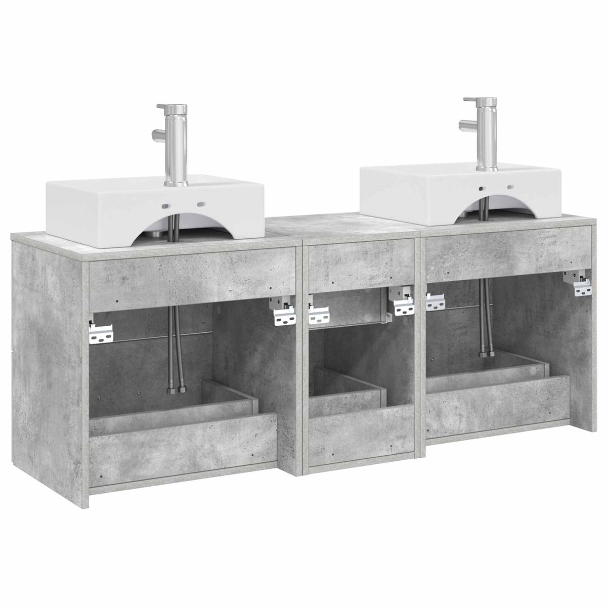 Badezimmerschrank-Set 3 stk. Betongrau 129 x 41 x 79,5 cm