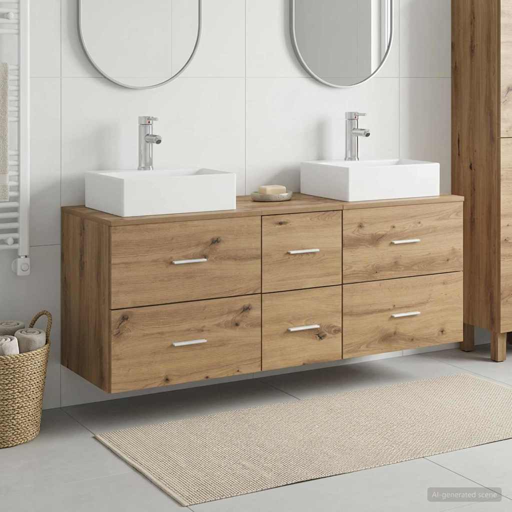 Badezimmerschrank-Set 3 Stk. Artisan-Eiche 49,5 x 41 x 62,5 cm