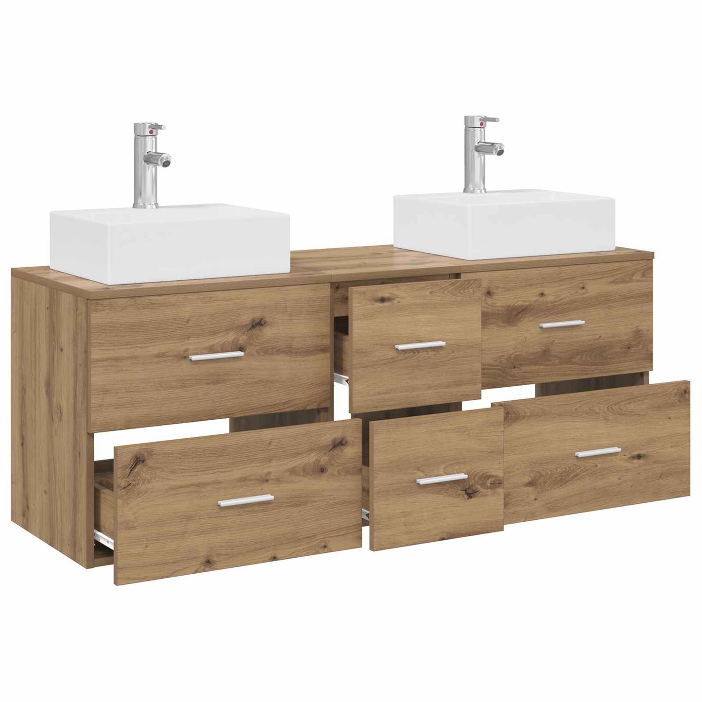 Badezimmerschrank-Set 3 Stk. Artisan-Eiche 49,5 x 41 x 62,5 cm