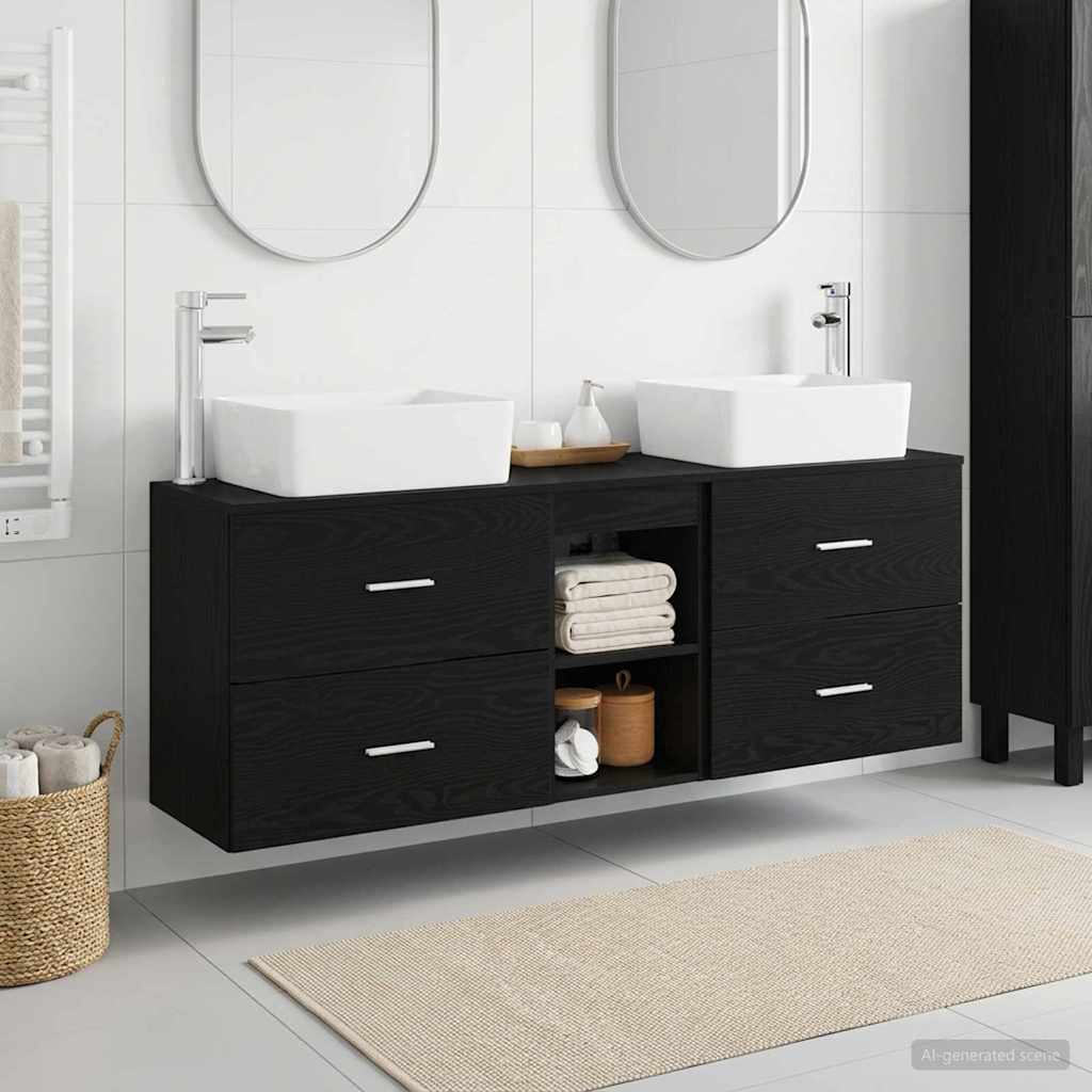 Badezimmerschrank-Set 3 stk. Schwarz 53 x 34,5 x 63 cm