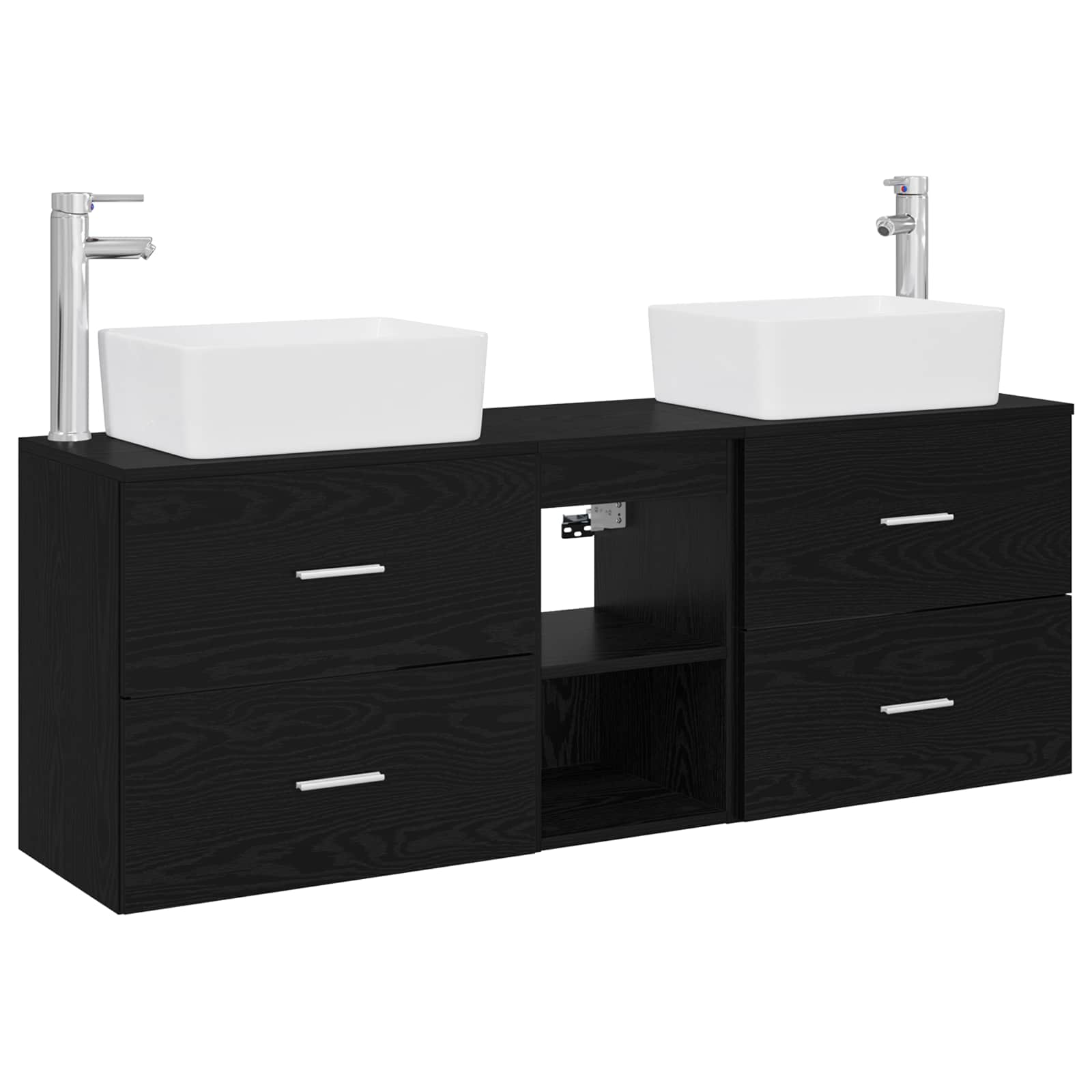 Badezimmerschrank-Set 3 stk. Schwarz 53 x 34,5 x 63 cm