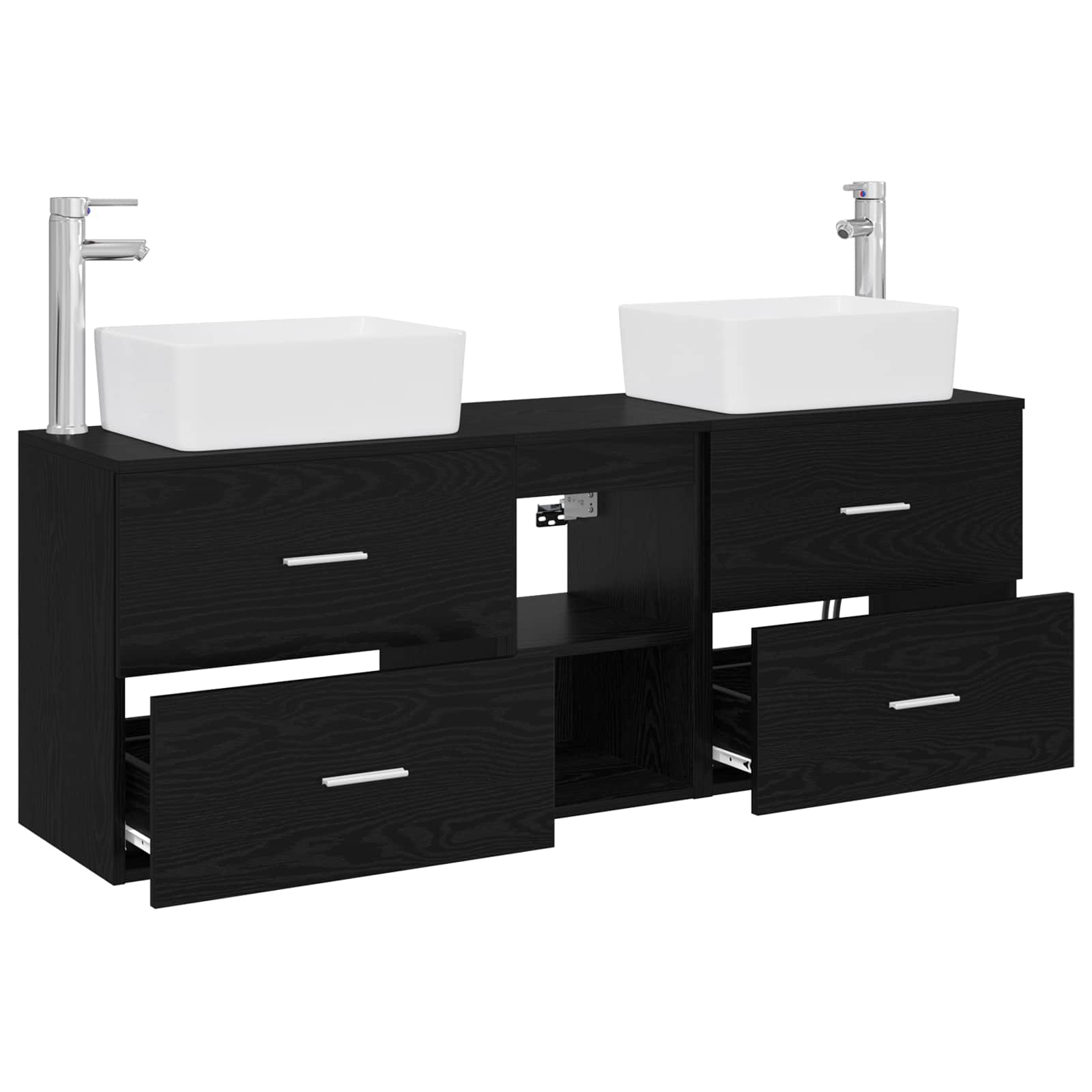 Badezimmerschrank-Set 3 stk. Schwarz 53 x 34,5 x 63 cm
