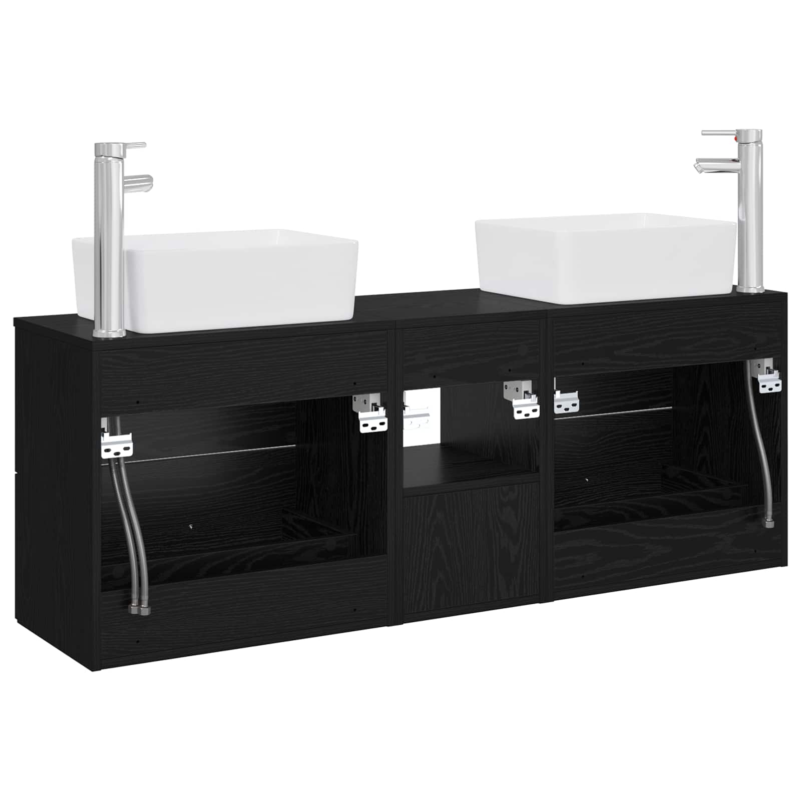 Badezimmerschrank-Set 3 stk. Schwarz 53 x 34,5 x 63 cm