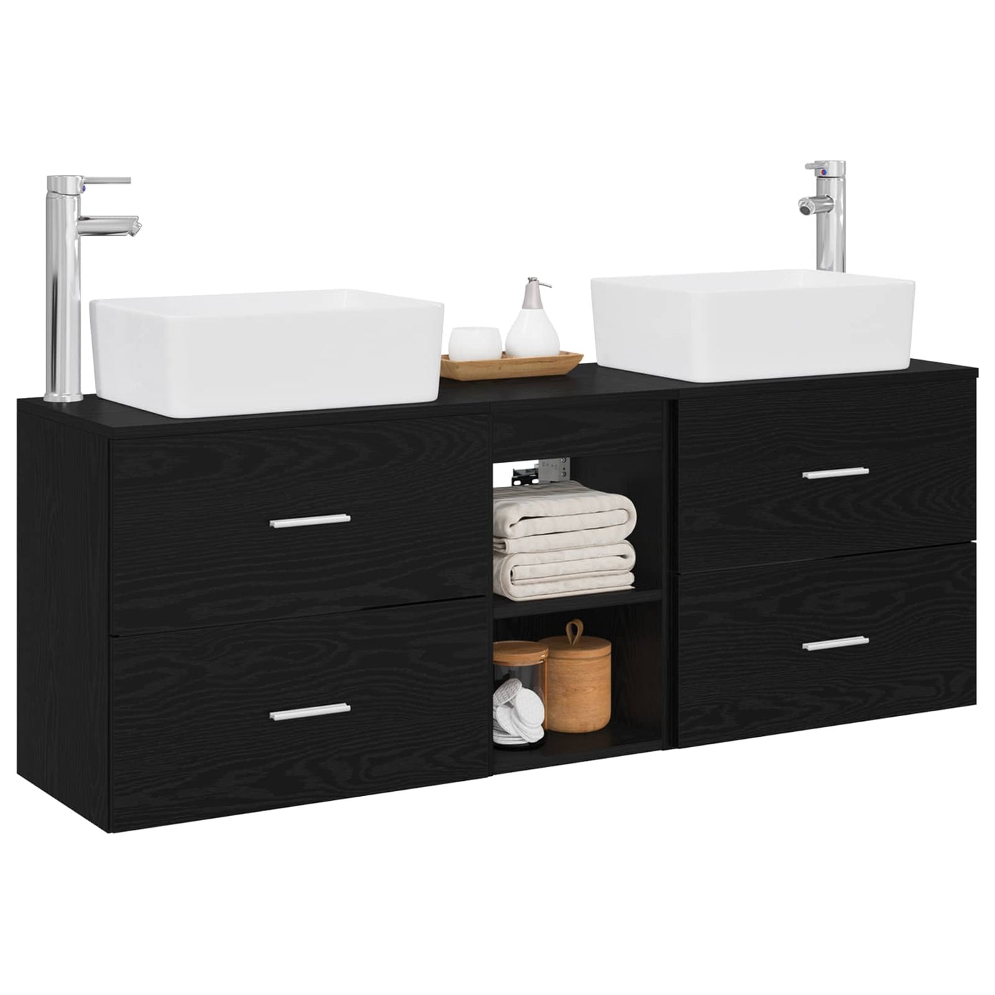 Badezimmerschrank-Set 3 stk. Schwarz 53 x 34,5 x 63 cm