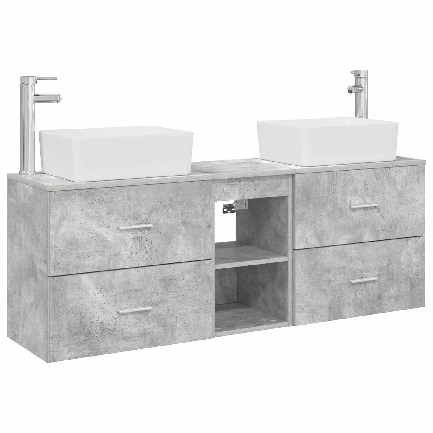 Badezimmerschrank-Set 3 stk. Betongrau 53 x 34,5 x 63 cm