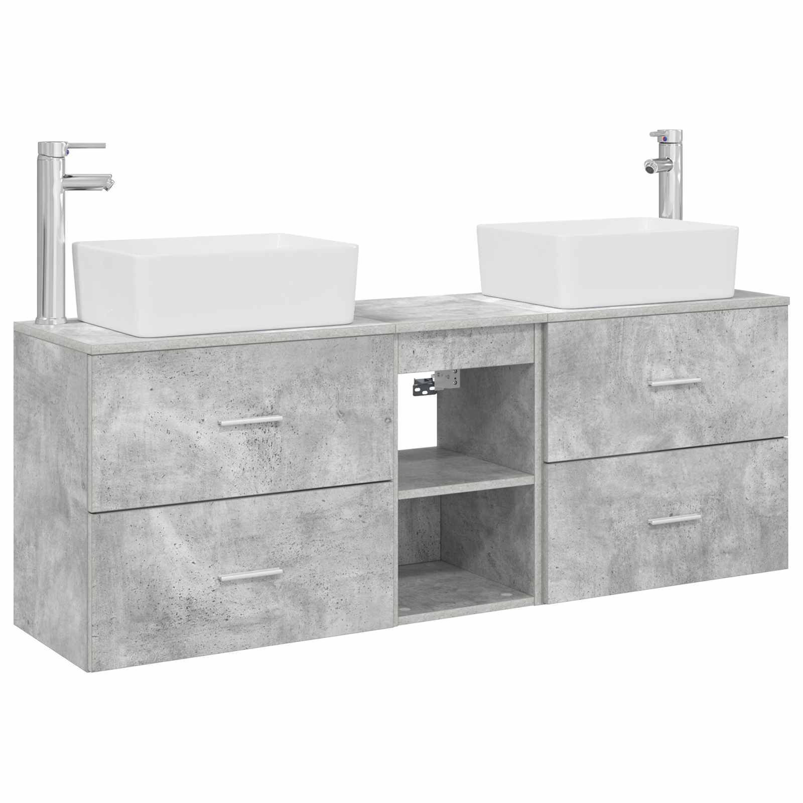 Badezimmerschrank-Set 3 stk. Betongrau 53 x 34,5 x 63 cm