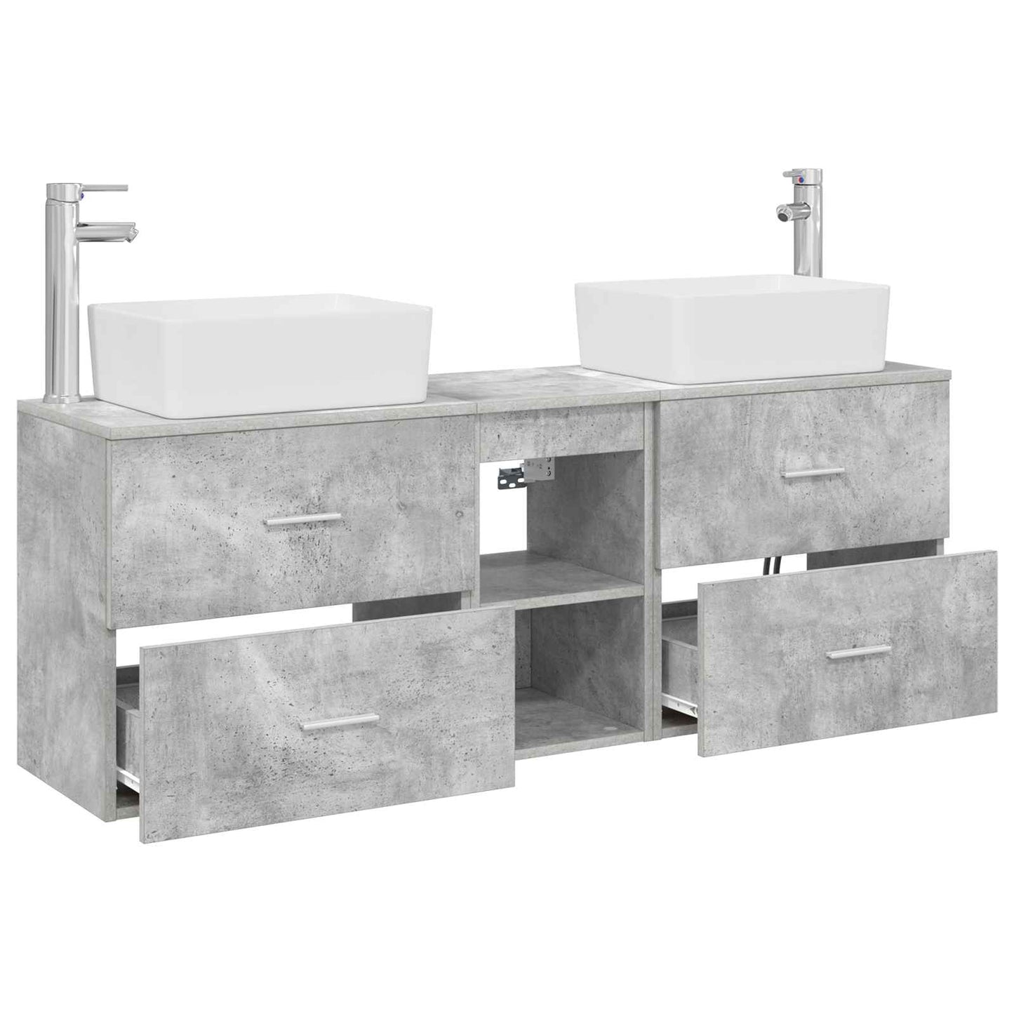 Badezimmerschrank-Set 3 stk. Betongrau 53 x 34,5 x 63 cm