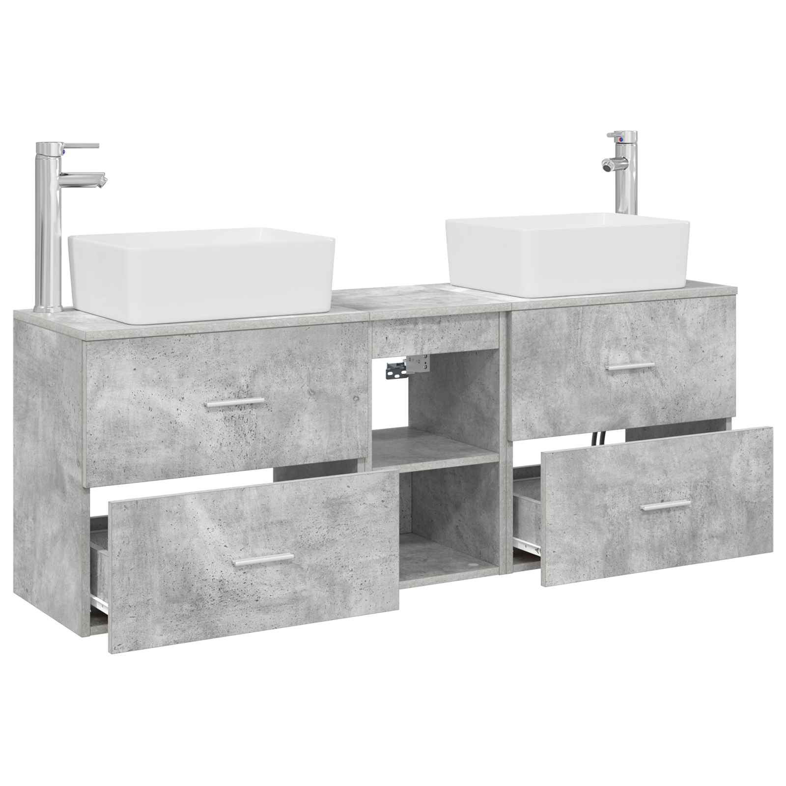 Badezimmerschrank-Set 3 stk. Betongrau 53 x 34,5 x 63 cm