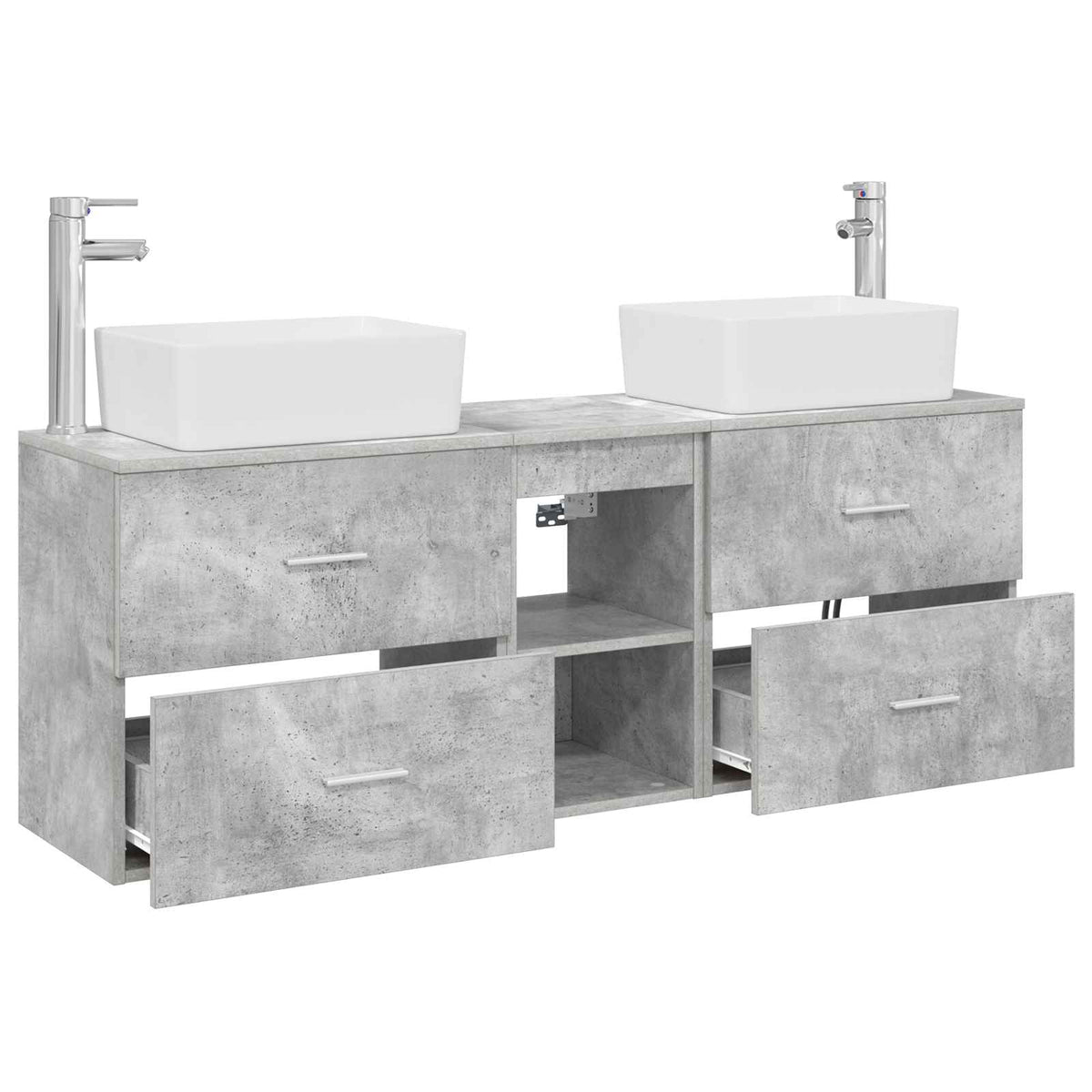 Badezimmerschrank-Set 3 stk. Betongrau 136 x 35 x 80 cm