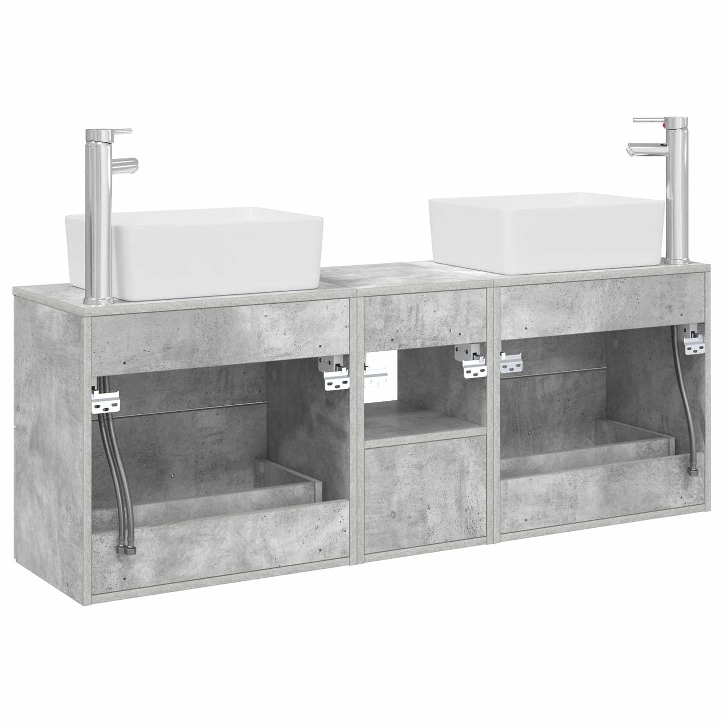 Badezimmerschrank-Set 3 stk. Betongrau 53 x 34,5 x 63 cm