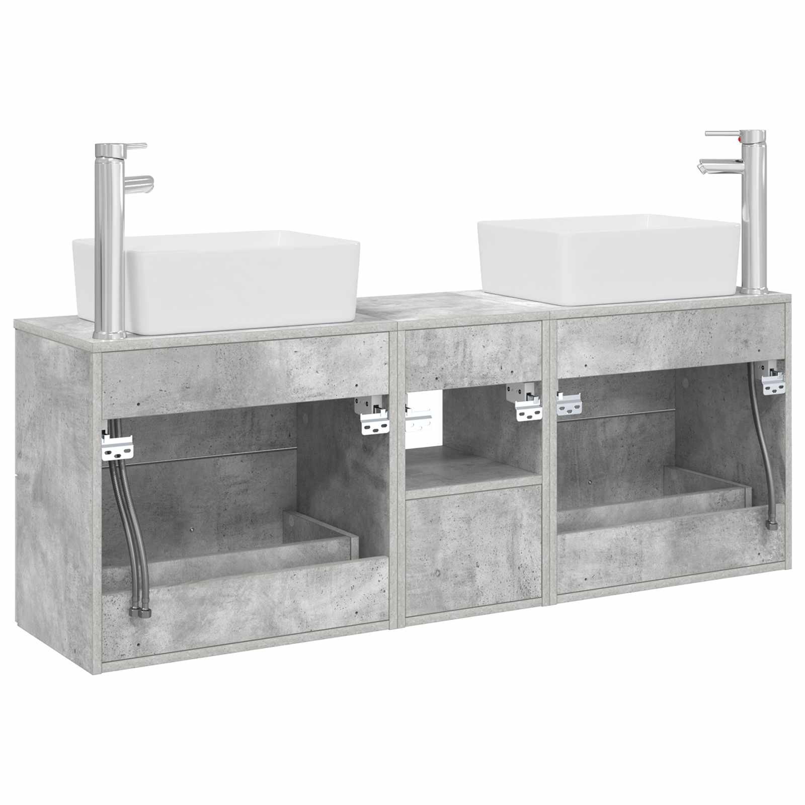Badezimmerschrank-Set 3 stk. Betongrau 53 x 34,5 x 63 cm