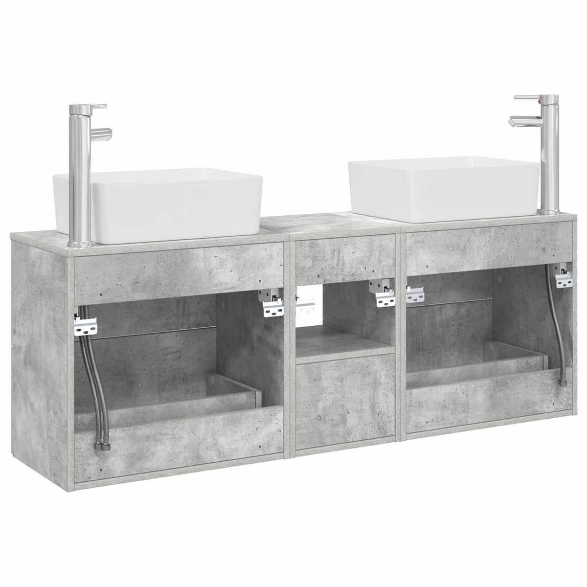 Badezimmerschrank-Set 3 stk. Betongrau 136 x 35 x 80 cm