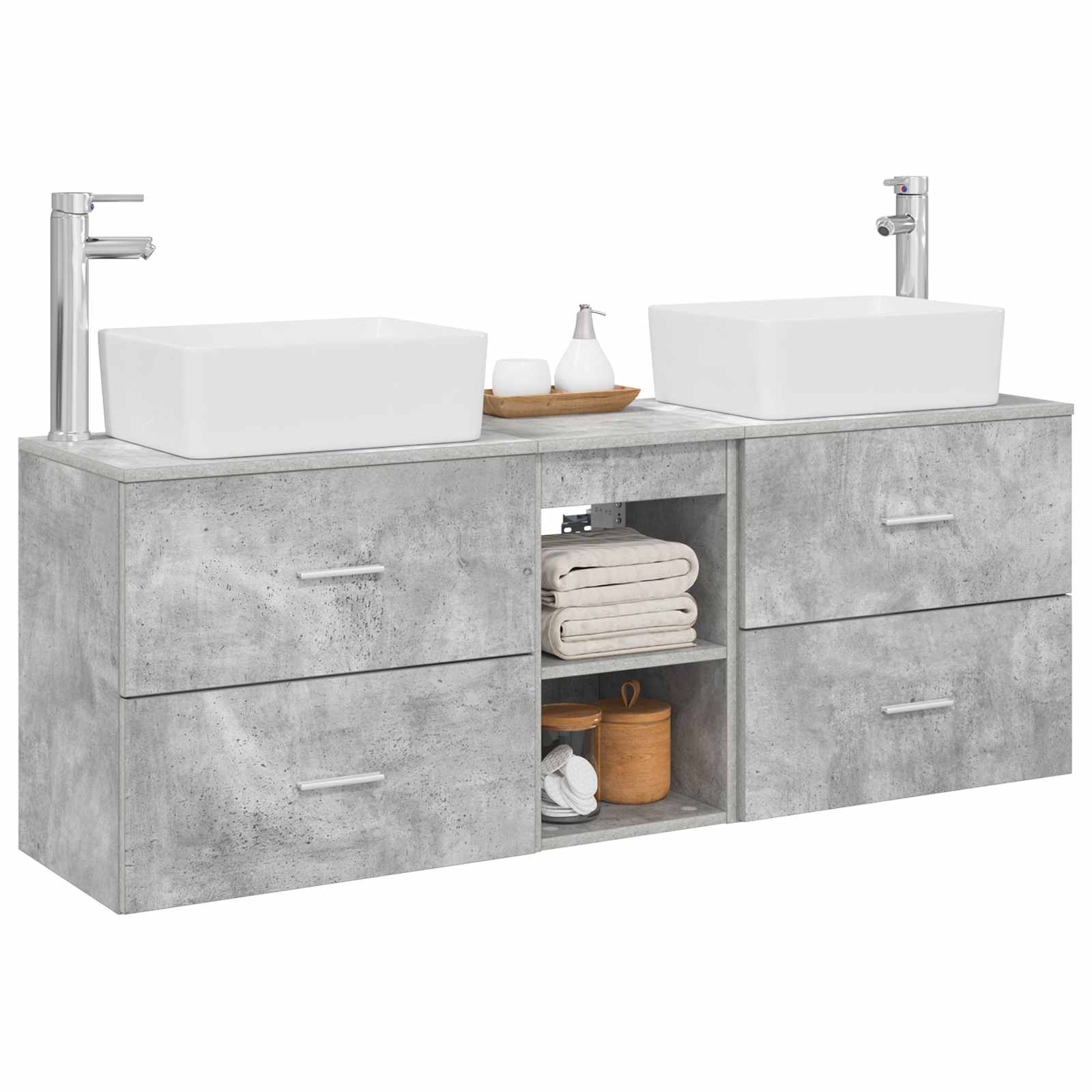 Badezimmerschrank-Set 3 stk. Betongrau 53 x 34,5 x 63 cm