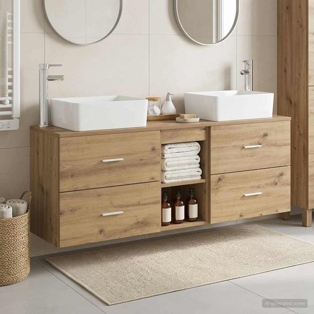 Badezimmerschrank-Set 3 Stk. Artisan-Eiche 53 x 34,5 x 63 cm
