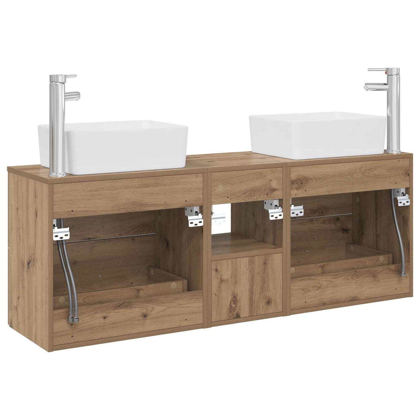 Badezimmerschrank-Set 3 Stk. Artisan-Eiche 53 x 34,5 x 63 cm