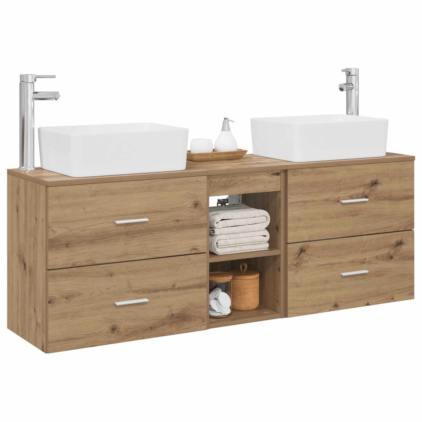 Badezimmerschrank-Set 3 Stk. Artisan-Eiche 53 x 34,5 x 63 cm