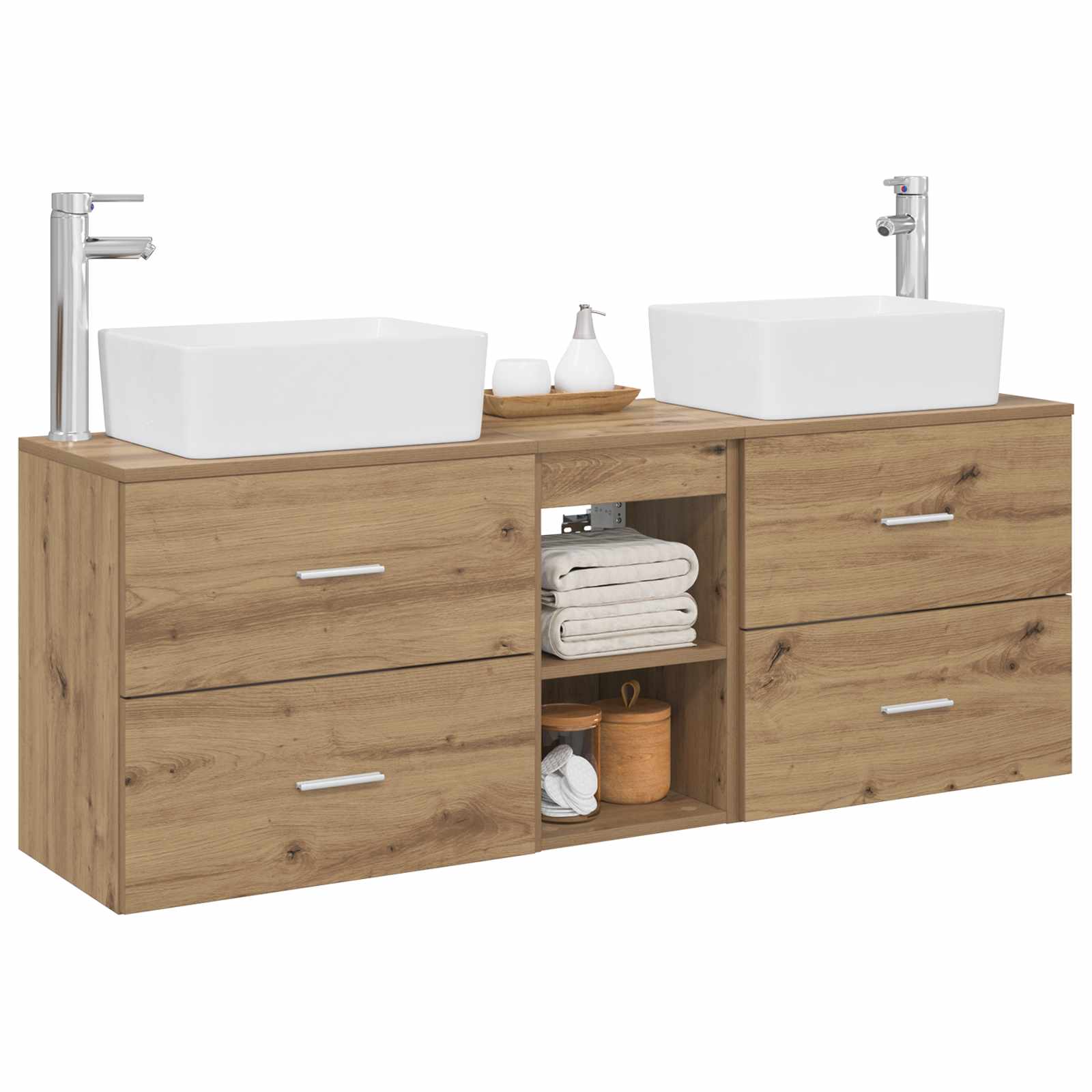 Badezimmerschrank-Set 3 Stk. Artisan-Eiche 53 x 34,5 x 63 cm