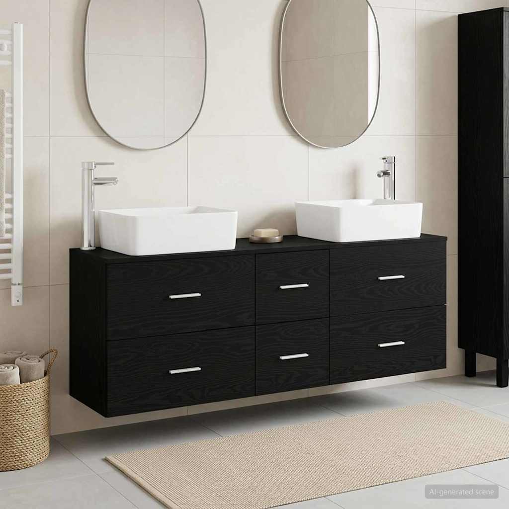 Badezimmerschrank-Set 3 stk. Schwarz 53 x 34,5 x 63 cm